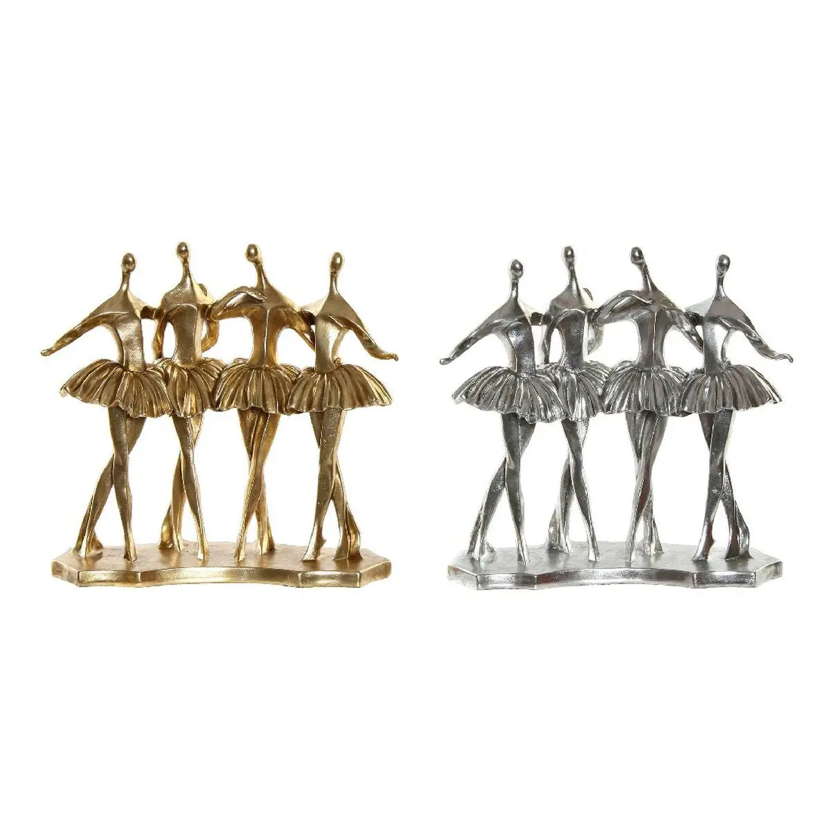 Decorative Figure Dkd Home Decor Golden Silver Ballet Dancer 33,5 X 14,5 X 32 Cm (2 Units) 1