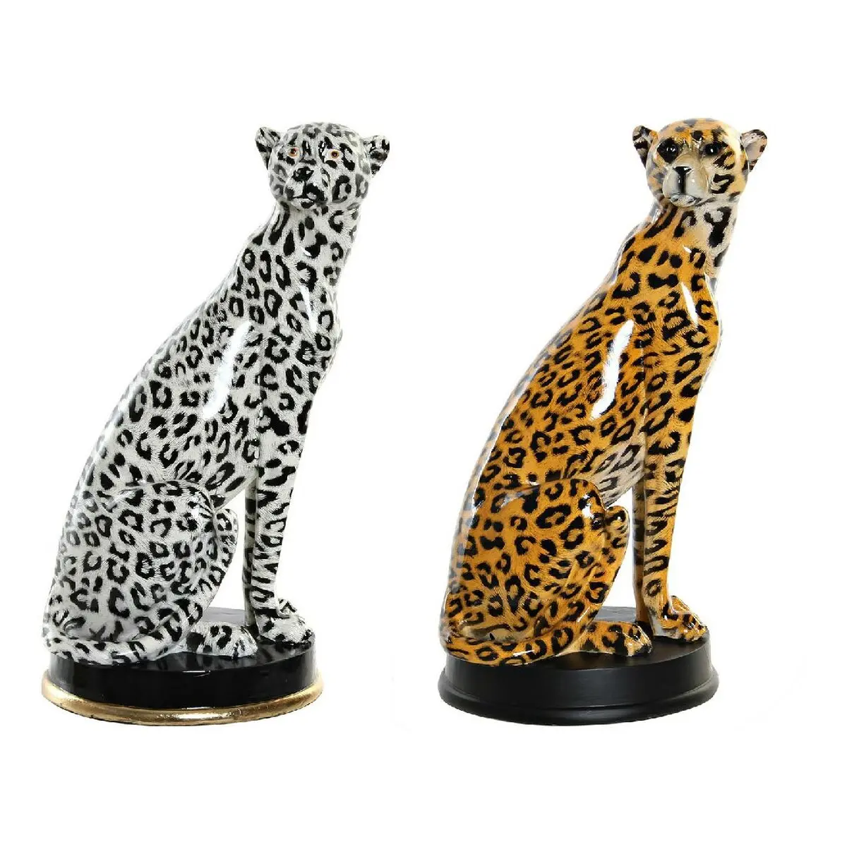 Decorative Figure Dkd Home Decor White Black Orange Leopard Colonial 16 X 16 X 32 Cm (2 Units) (2 Pieces) 1