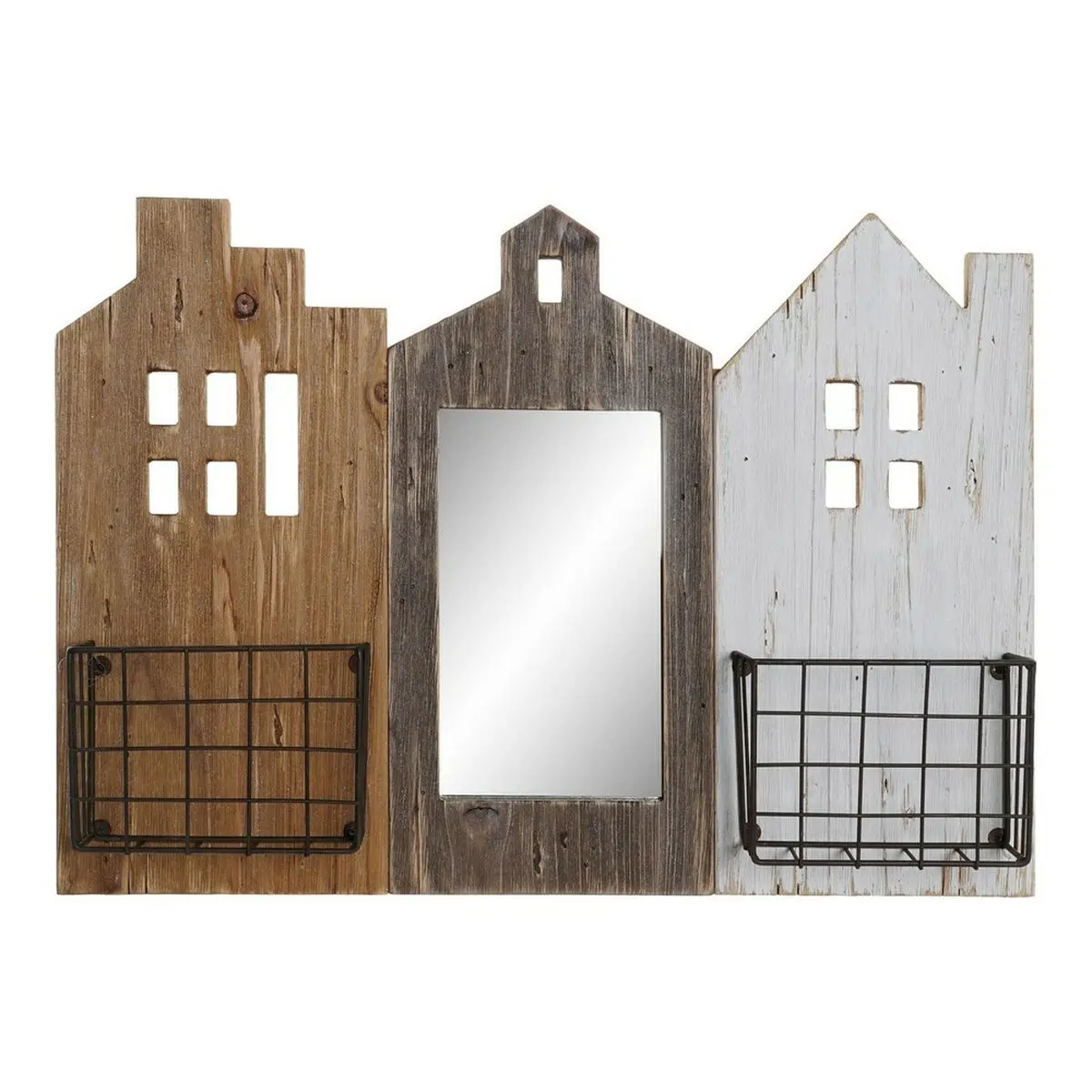 Magazine Rack Dkd Home Decor White Brown Metal Paolownia Wood (57 X 10 X 40 Cm) 1