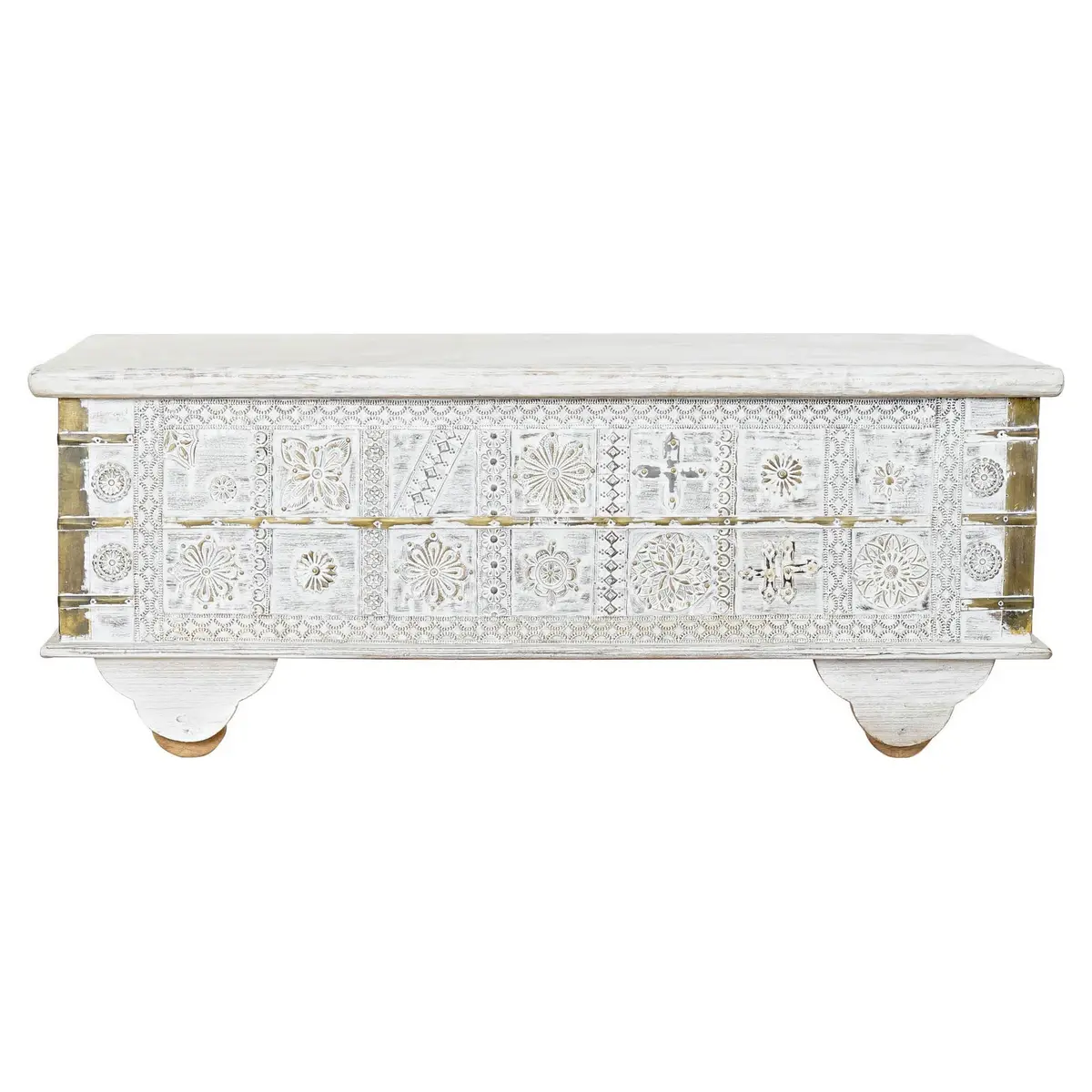 Side Table Dkd Home Decor Mb-182010 White Golden Metal Mango Wood 115 X 60 X 45 Cm 1