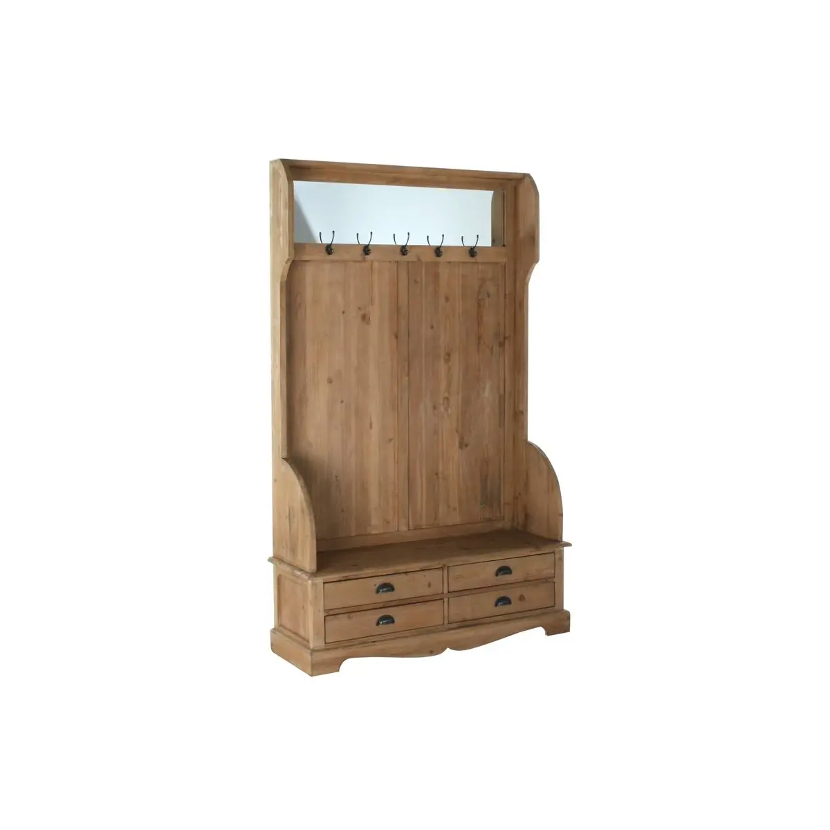 Coat Rack With Shelf Dkd Home Decor Brown Black Pinewood Mirror Natural Alpino 124 X 40 X 200 Cm 1