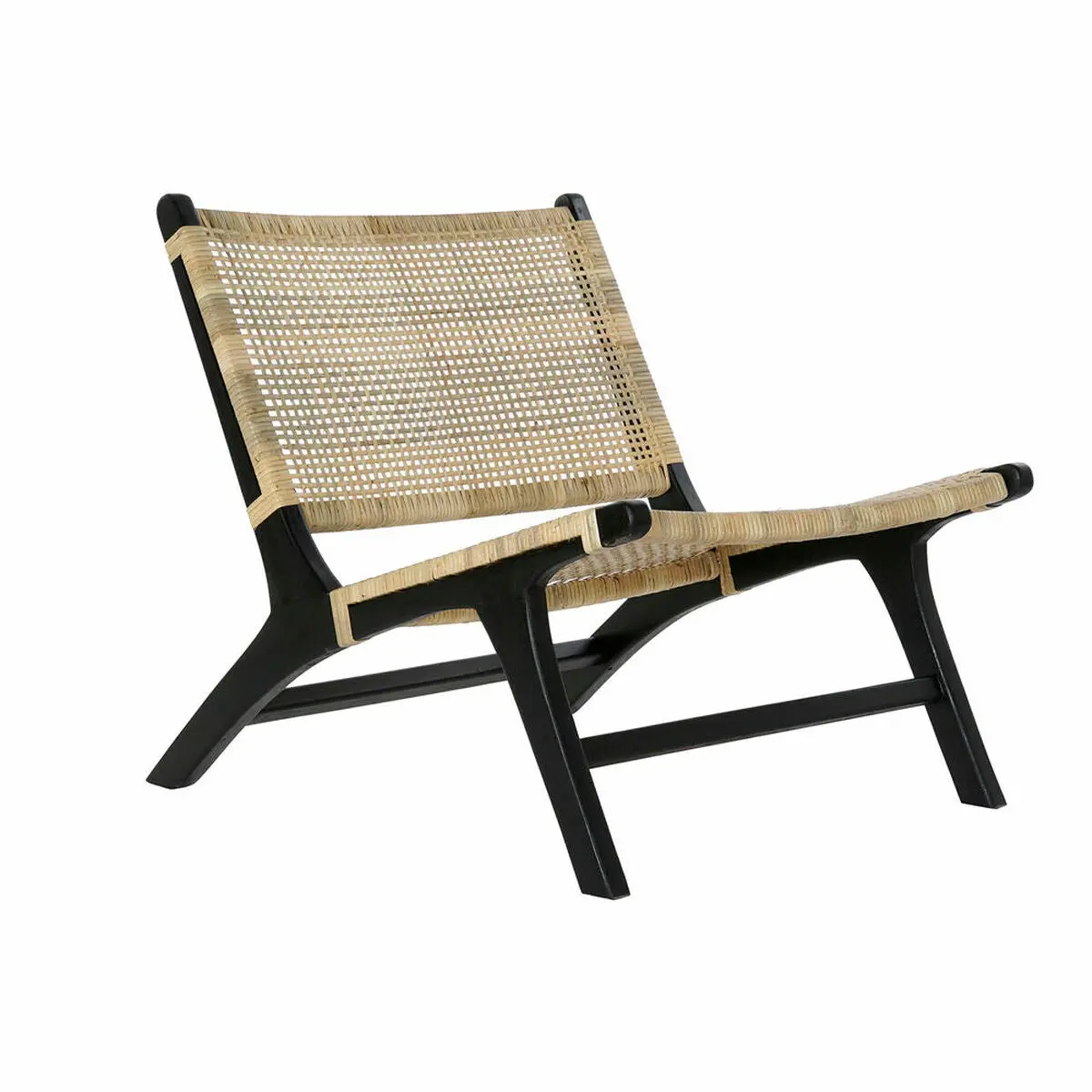 Armchair Dkd Home Decor Black Natural Wood Teak 65 X 78 X 68 Cm 1