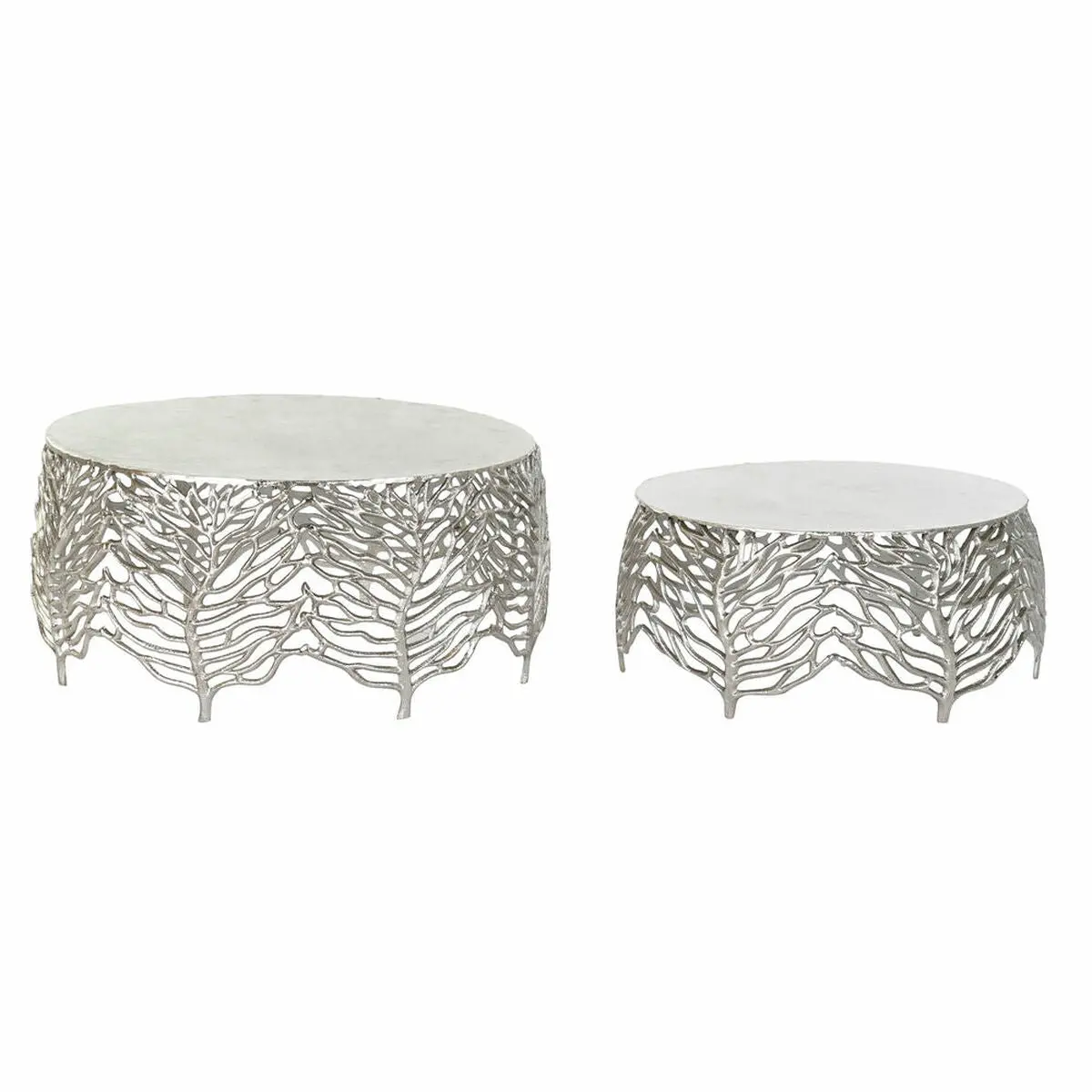 Side Table Dkd Home Decor Aluminium (2 Pcs) (52 X 52 X 25 Cm) (63.5 X 63.5 X 30.5 Cm) 1