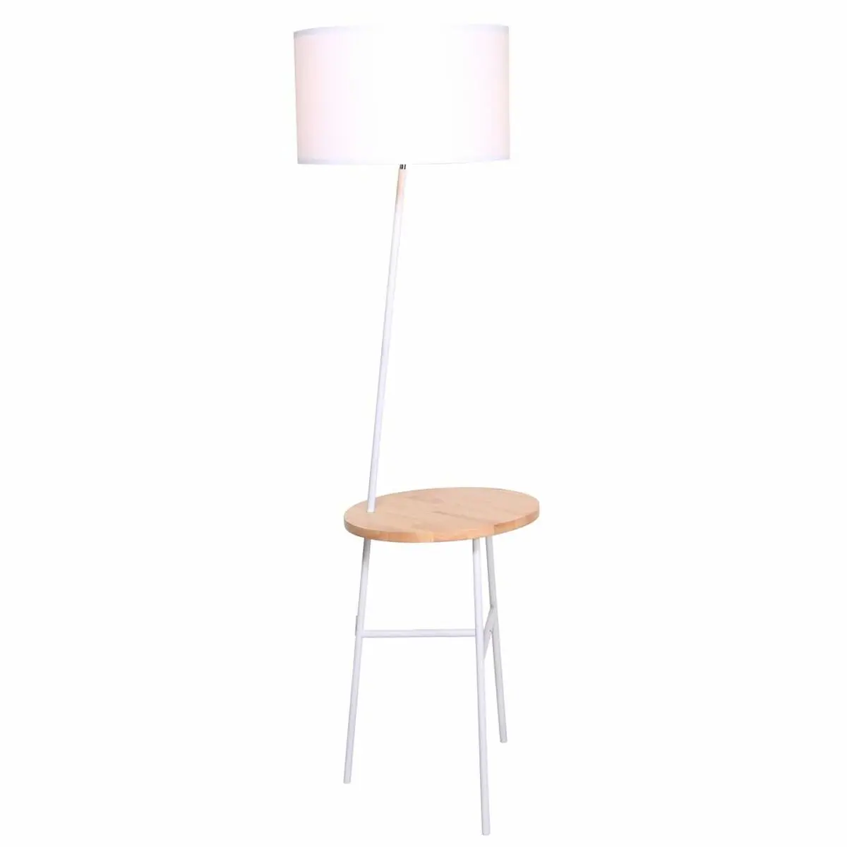 Floor Lamp Dkd Home Decor White Brown Polyester Metal Pinewood (40 X 65 X 152 Cm) 1
