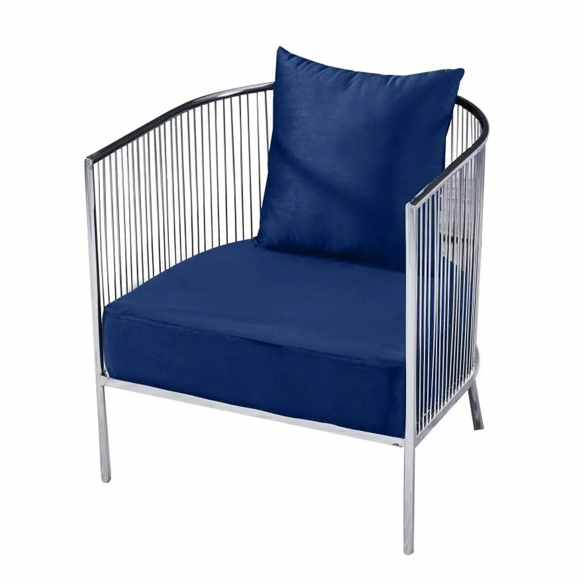 Armchair Dkd Home Decor Polyester Steel Navy Blue (66 X 69 X 70 Cm) 1