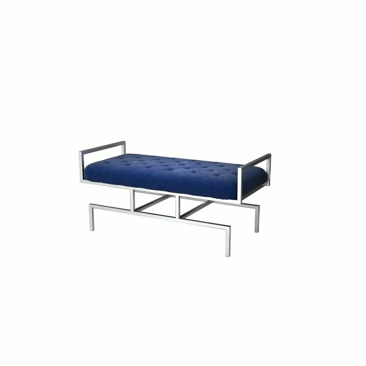 Bench Dkd Home Decor   Blue Polyester Steel (97 X 44 X 46 Cm) 1