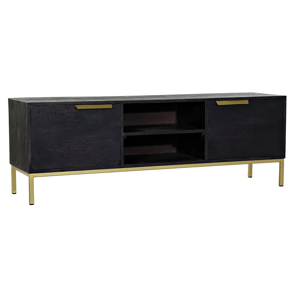 Tv Furniture Dkd Home Decor Black Metal Golden Mango Wood (147 X 40 X 51 Cm) 1