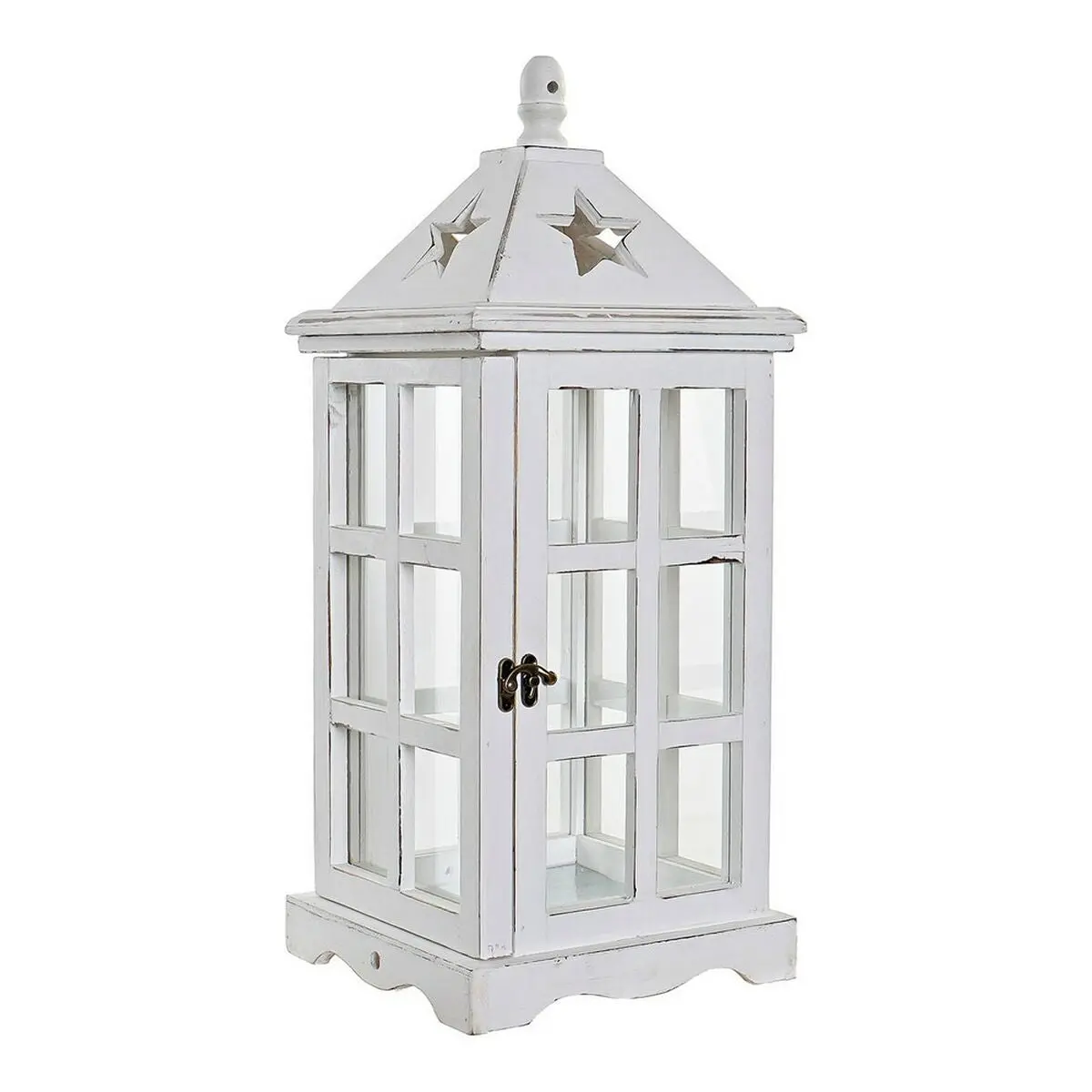 Lantern Dkd Home Decor White Crystal Pinewood (21 X 21 X 51 Cm) 1