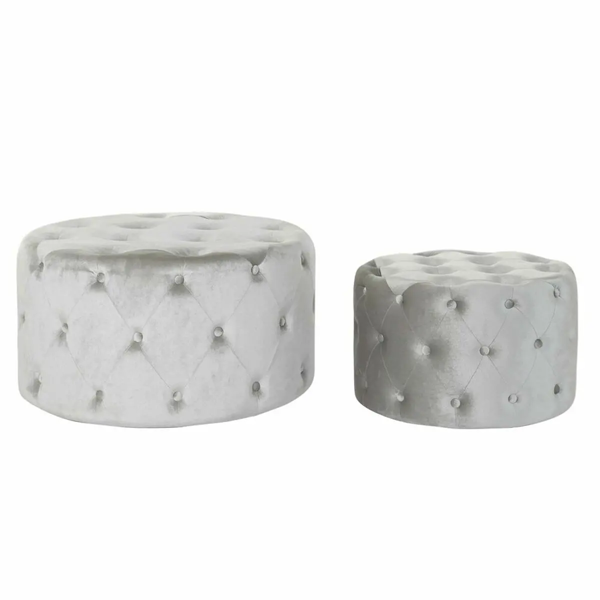 Footrest Dkd Home Decor Grey Velvet Mdf Wood (80 X 80 X 43 Cm) (58 X 58 X 37 Cm) (2 Pcs) 1