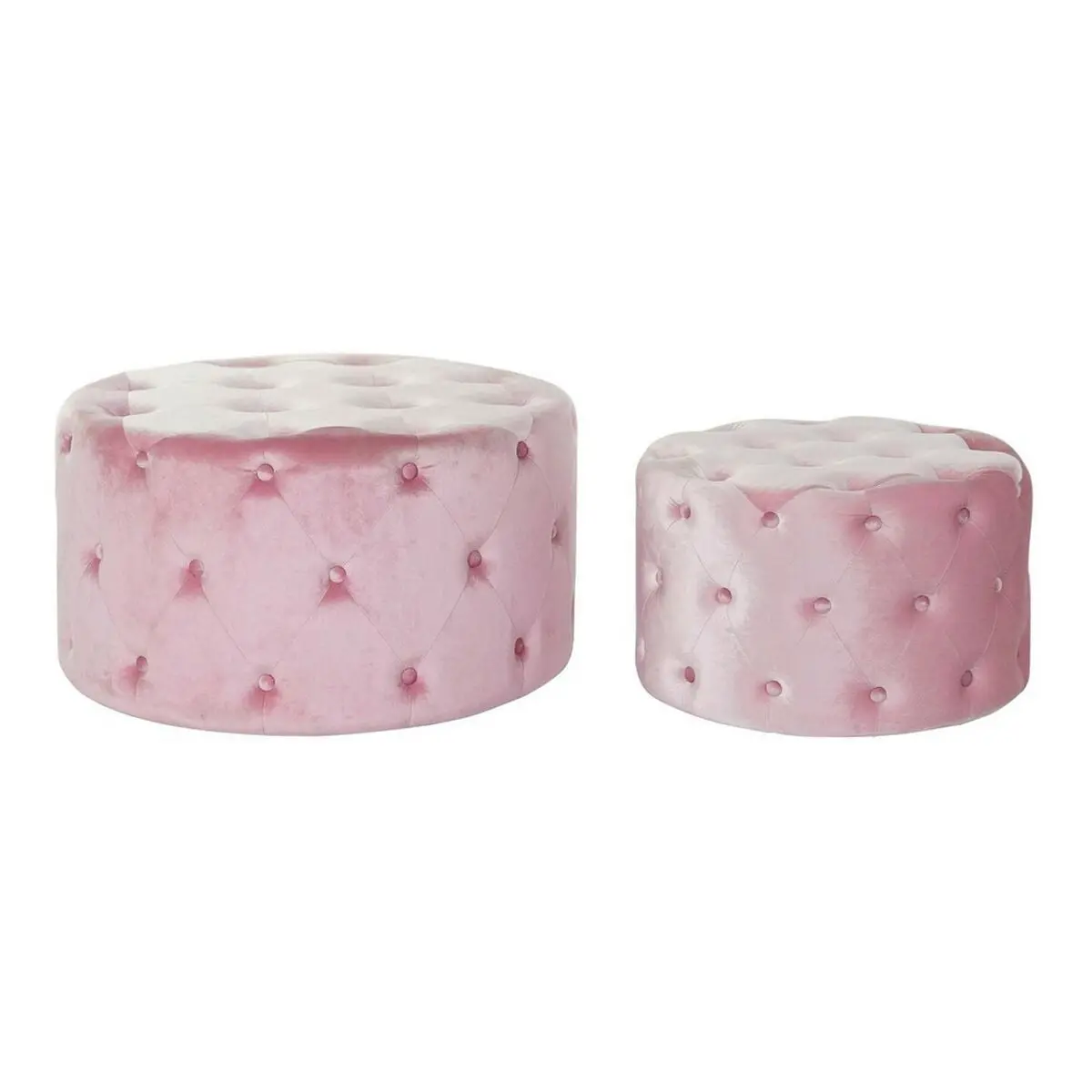 Footrest Dkd Home Decor Pink Velvet Mdf Wood Glam (2 Pcs) 1