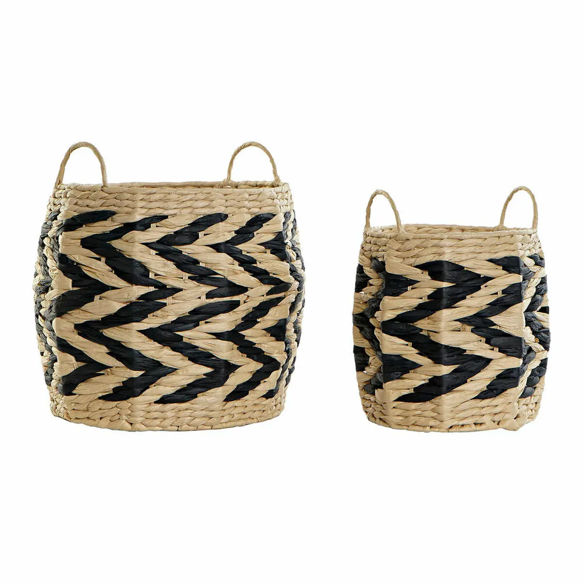 Basket Set Dkd Home Decor Black Light Brown Natural Fibre (2 Pieces) 1