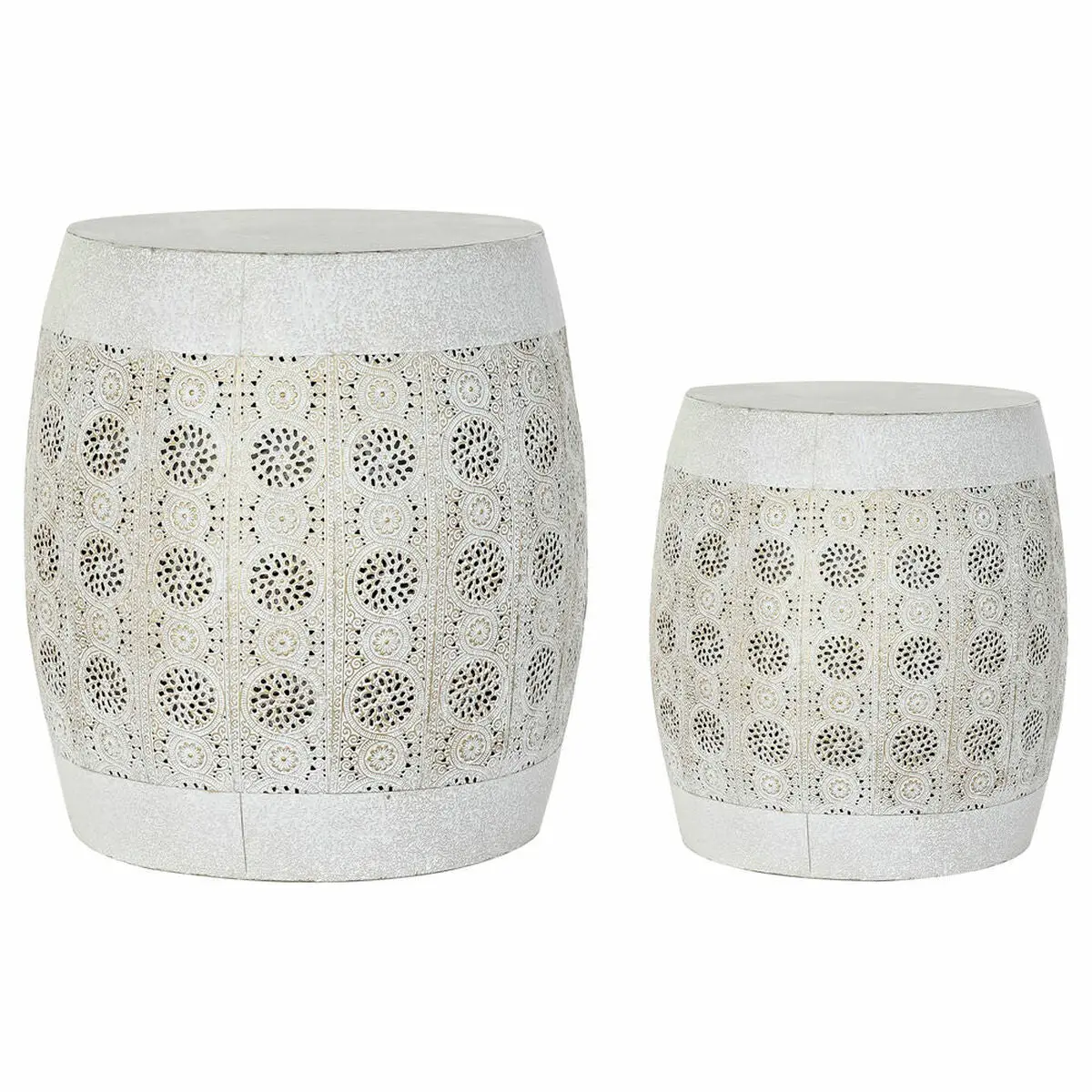 Side Table Dkd Home Decor White Multicolour Golden Metal 40 X 40 X 42 Cm 1