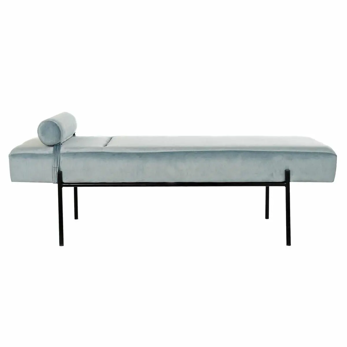 Chaise Longue Sofa Dkd Home Decor Black Sky Blue Metal 140 X 59 X 42 Cm 1