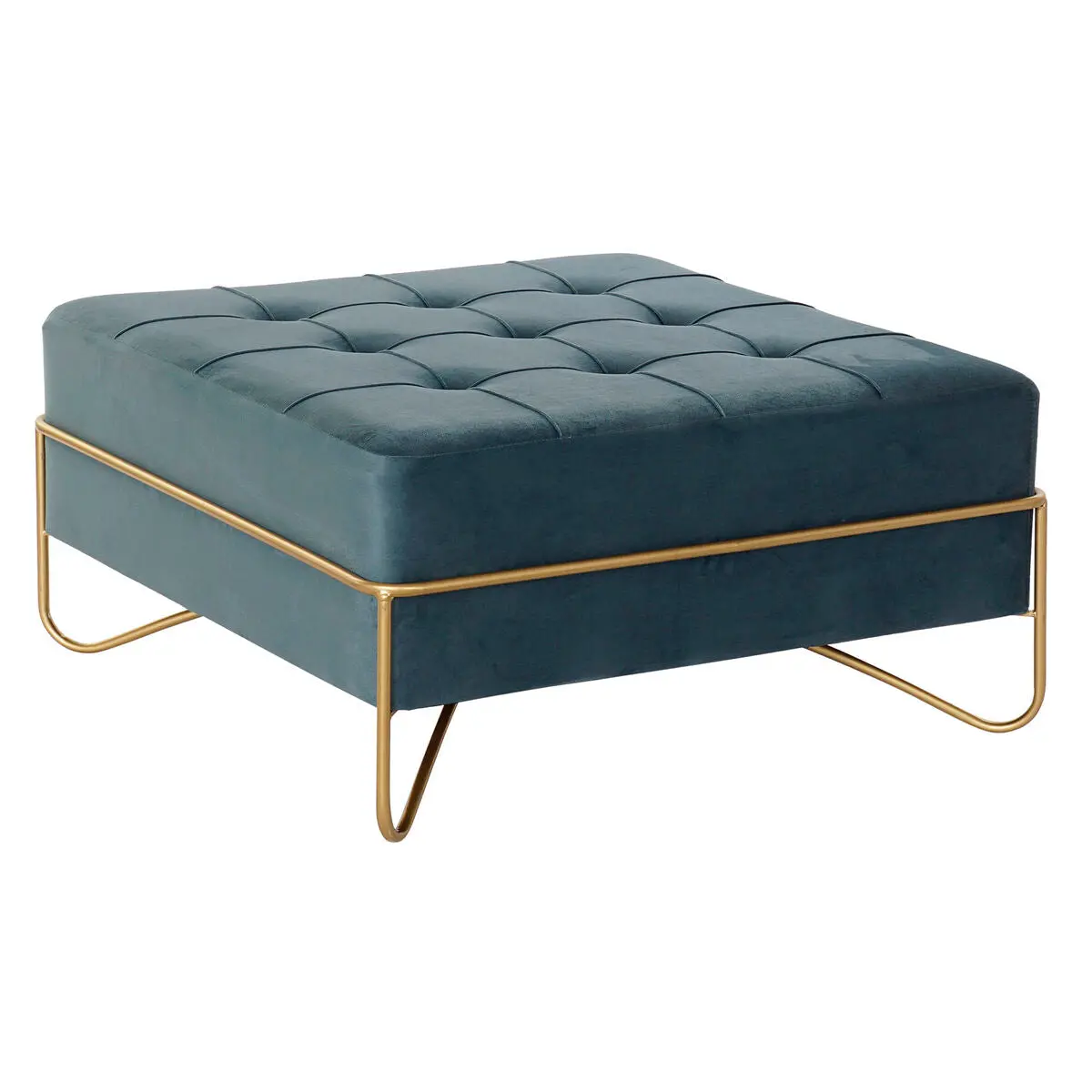 Bench Dkd Home Decor   Foam Blue Golden Metal Polyester Velvet Mdf Wood (80 X 80 X 42 Cm) 1