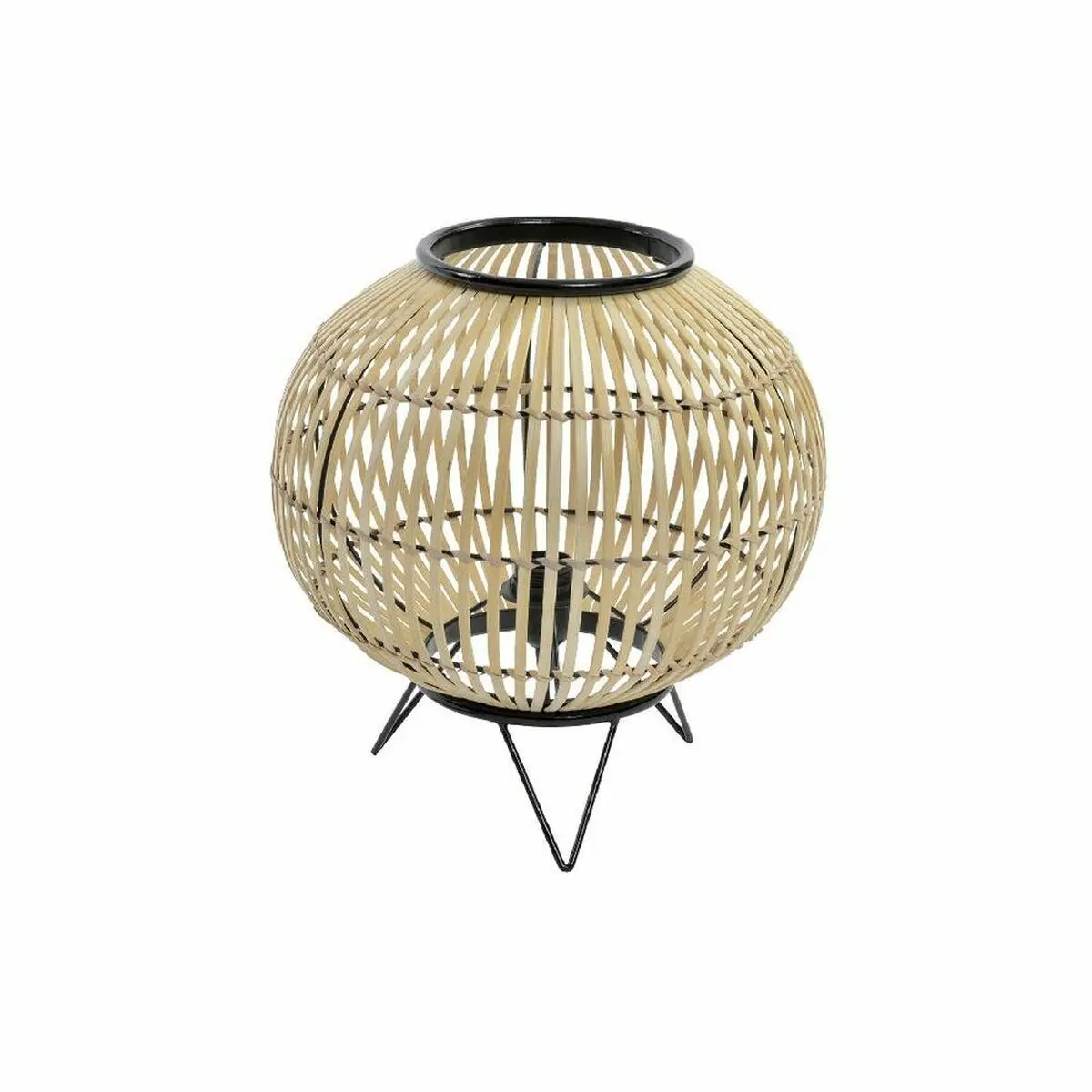 Desk Lamp Dkd Home Decor Black Metal Brown Bamboo (36 X 36 X 37 Cm) 1