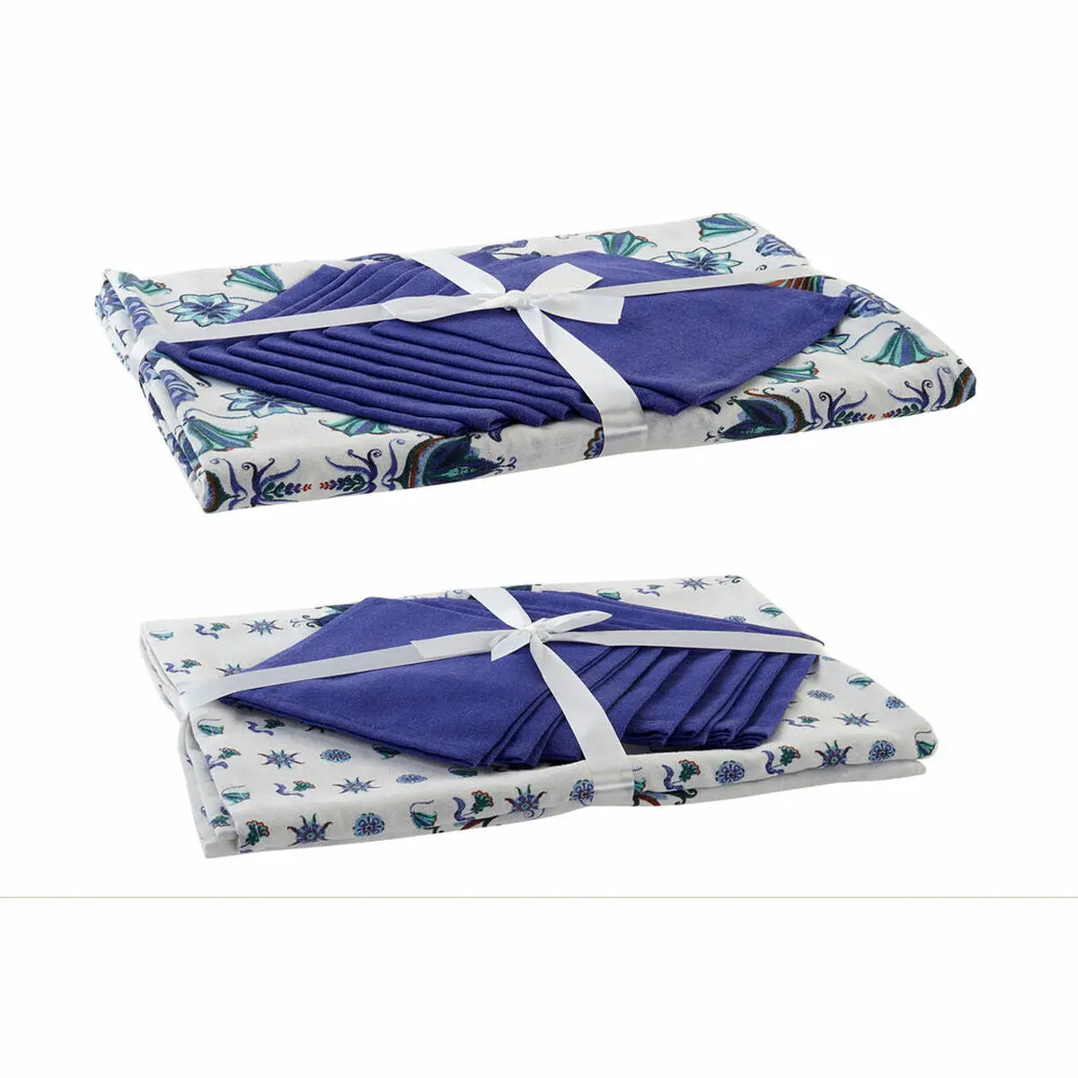 Tablecloth And Napkins Dkd Home Decor 150 X 250 X 0,5 Cm Blue White (2 Units) 1