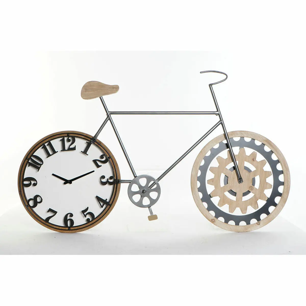 Wall Clock Dkd Home Decor 108 X 6,4 X 63,5 Cm Natural Black Bicycle Metal Mdf Wood 1