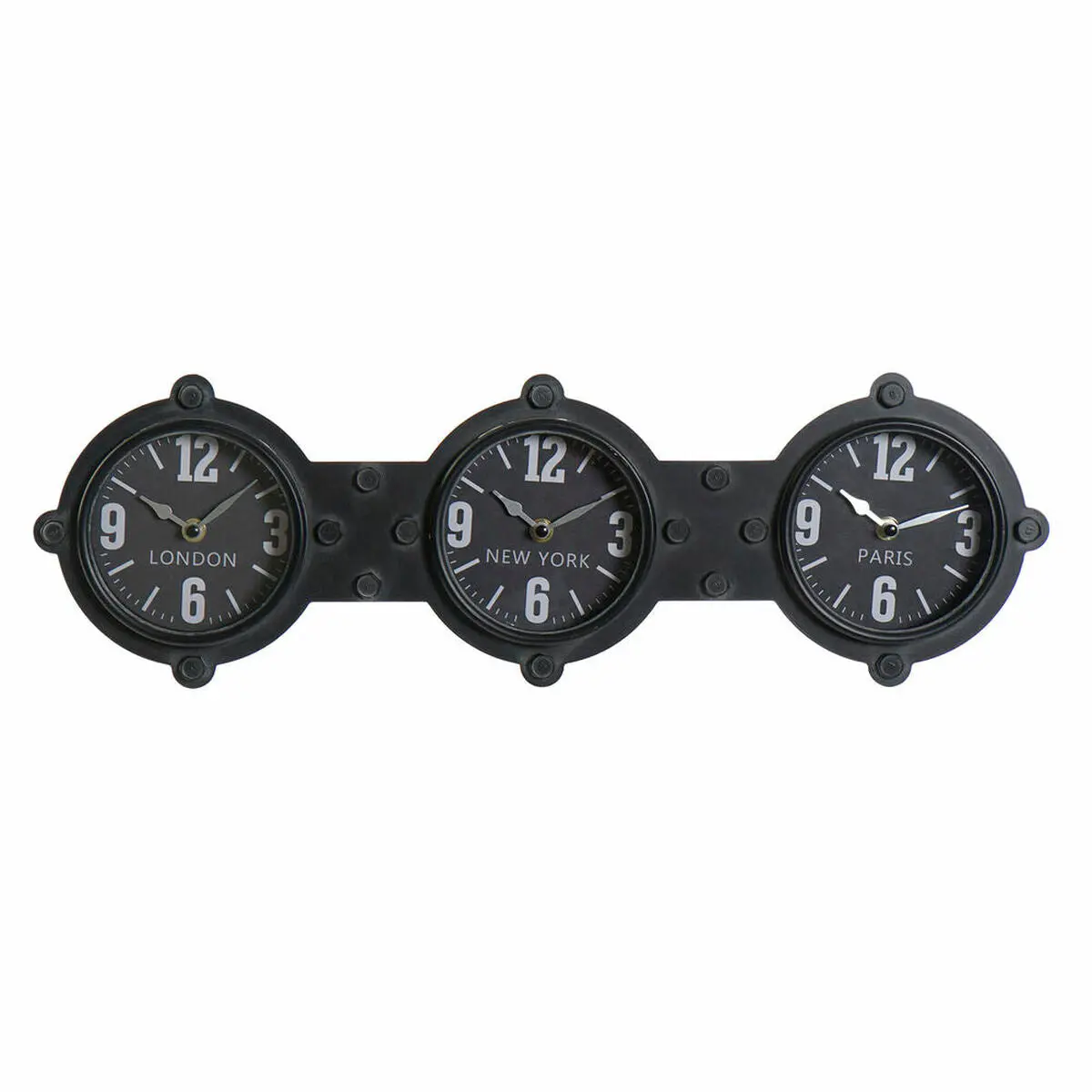 Wall Clock Dkd Home Decor Crystal Black Iron (58 X 6.5 X 18 Cm) 1