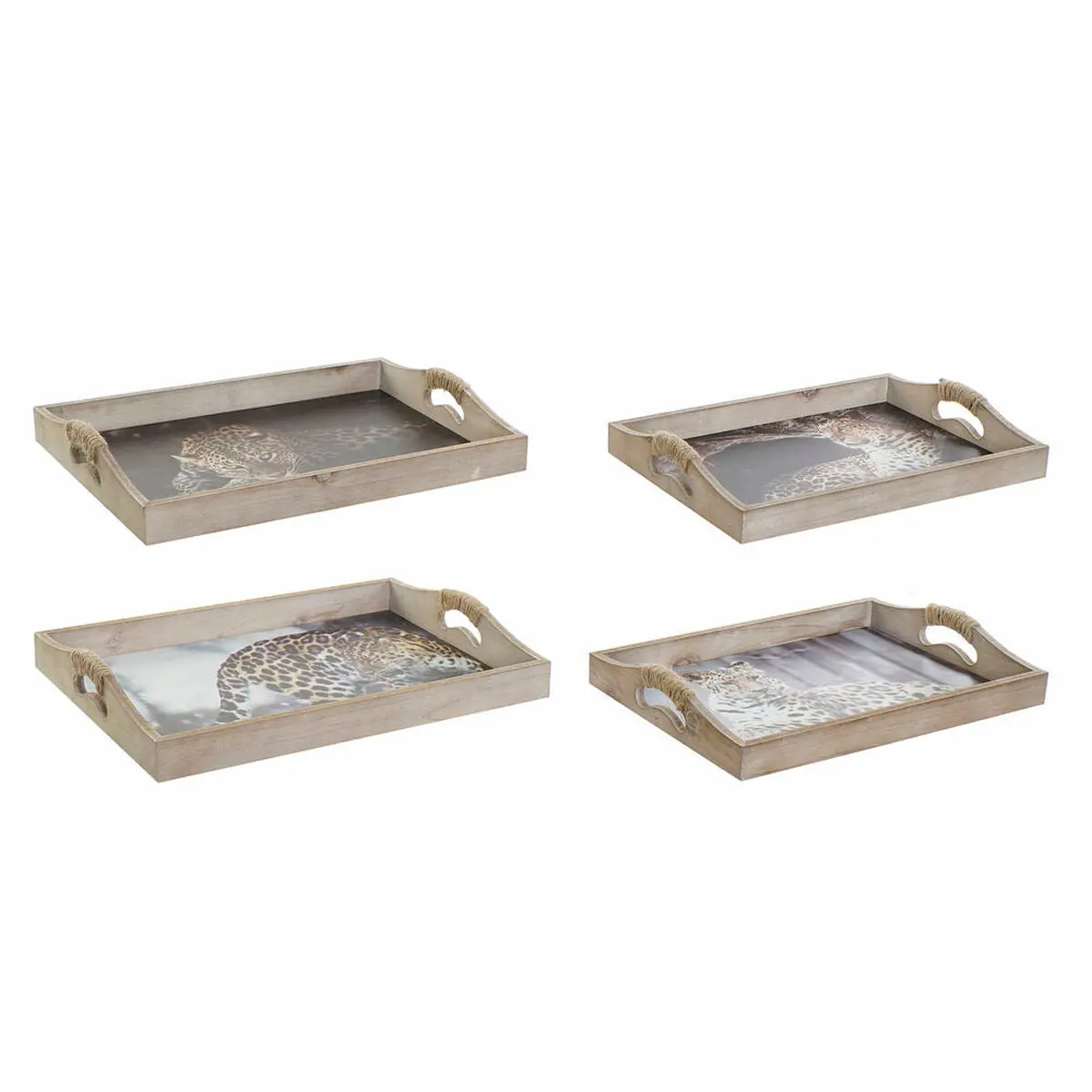 Tray Dkd Home Decor 40,5 X 30 X 6,5 Cm Multicolour Mdf Wood (2 Units) 1