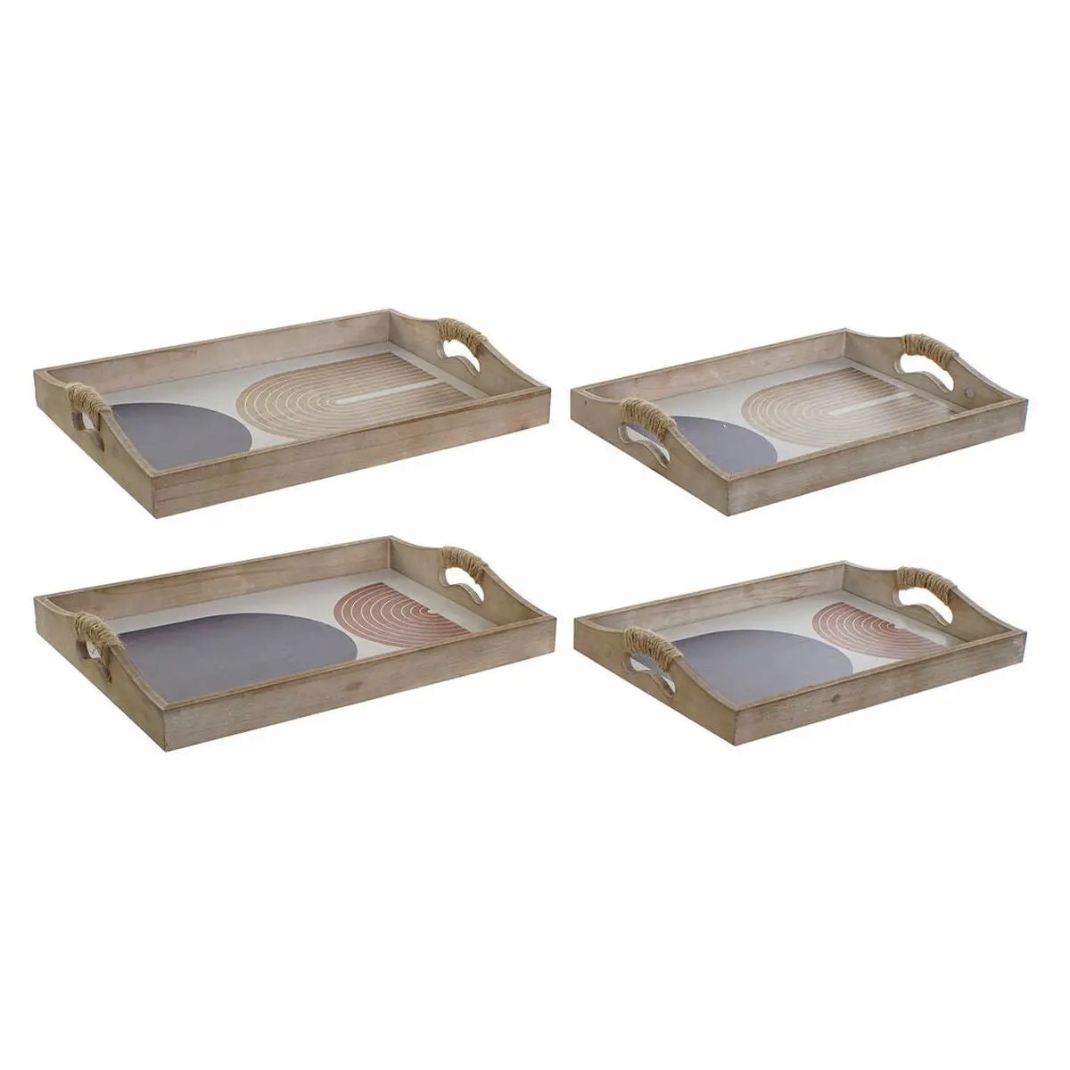 Tray Dkd Home Decor 40,6 X 30 X 6 Cm Beige Blue Mdf Wood (2 Units) 1