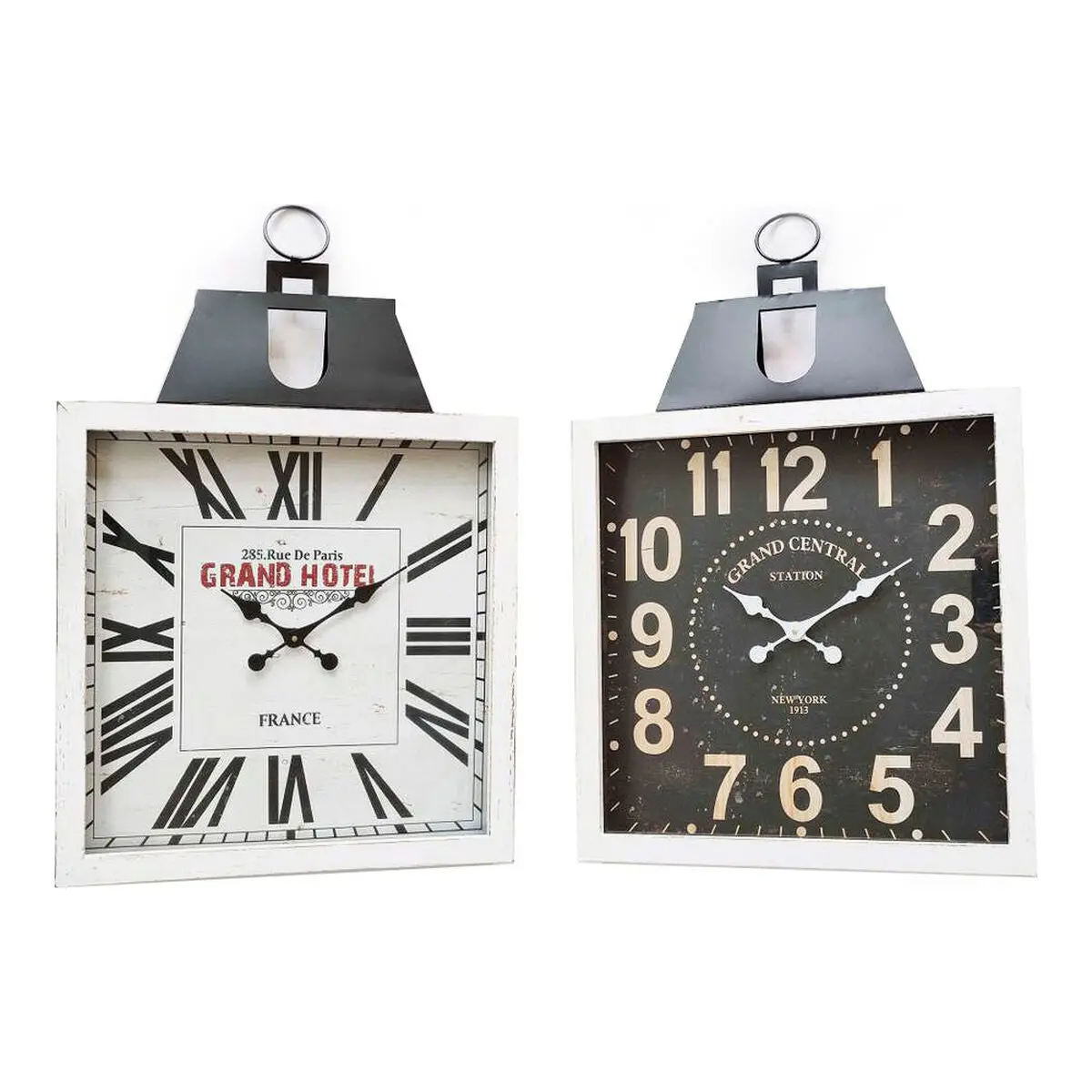 Wall Clock Dkd Home Decor 60 X 6 X 89 Cm Crystal Black White Iron Traditional Mdf Wood (2 Units) 1