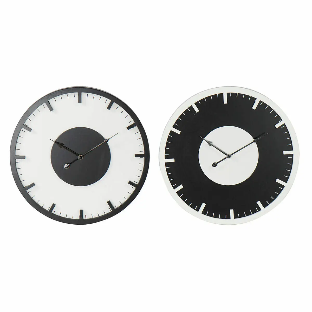 Wall Clock Dkd Home Decor 50 X 3,5 X 50 Cm Black White Vintage Mdf Wood (2 Units) 1