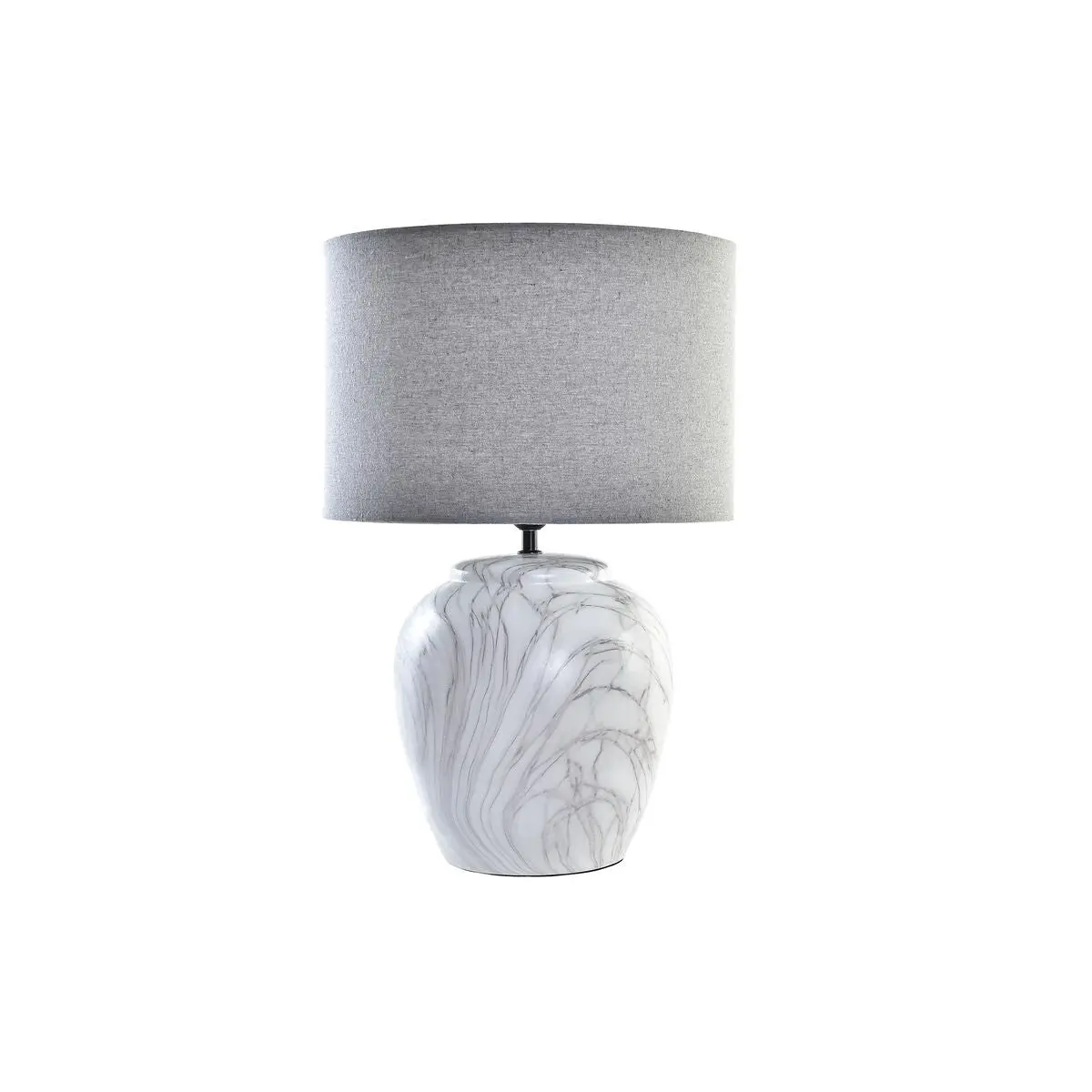 Desk Lamp Dkd Home Decor Canvas Ceramic Grey White (38 X 38 X 58 Cm) 1