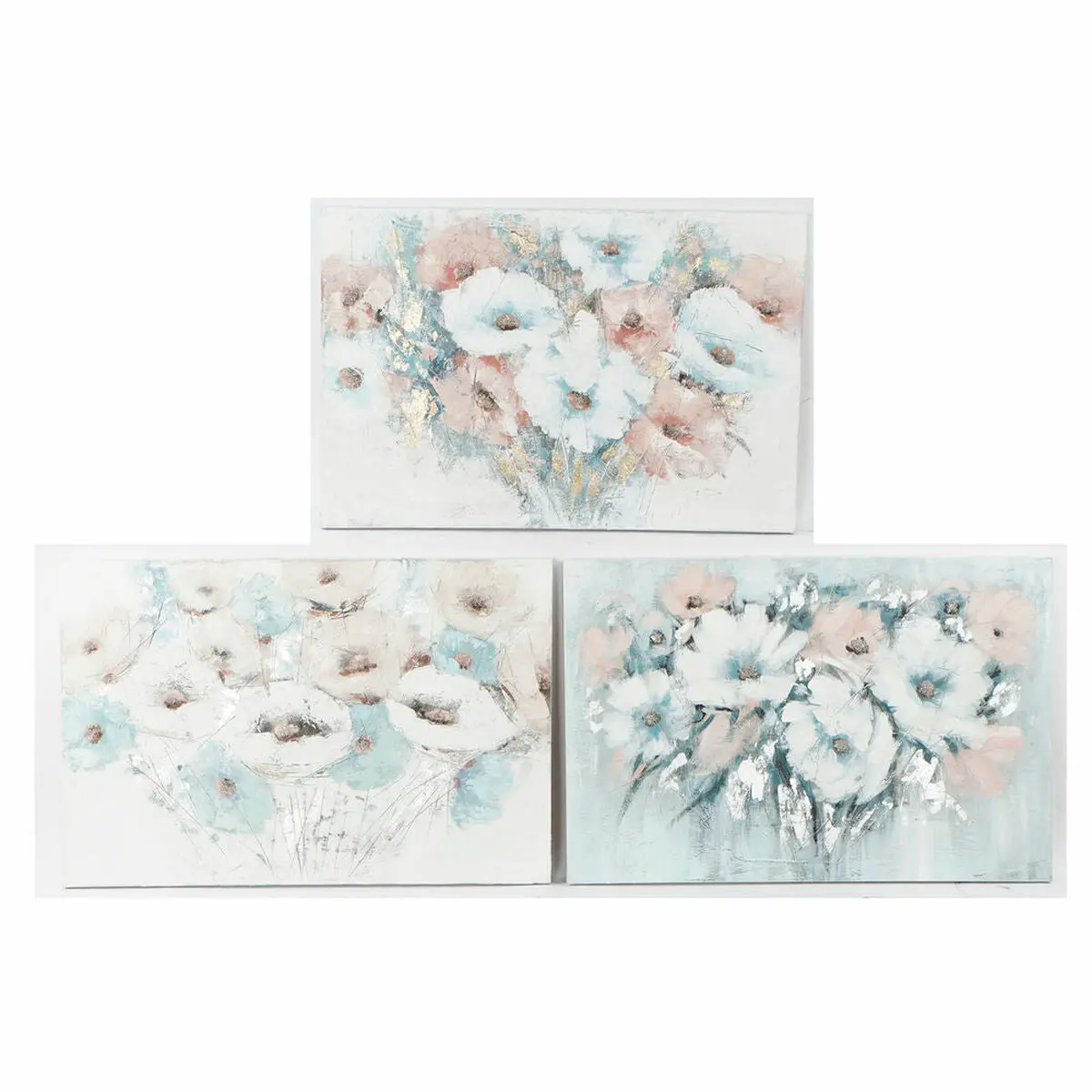 Painting Dkd Home Decor 120 X 3,5 X 80 Cm Flowers Shabby Chic (3 Pieces) 1