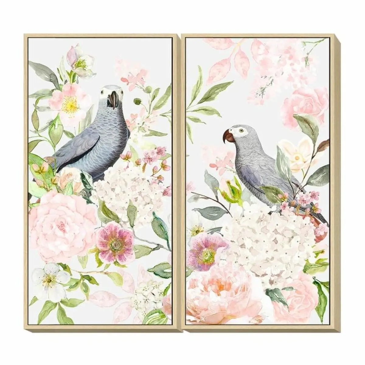 Painting Dkd Home Decor 60 X 4 X 120 Cm Flowers Shabby Chic (2 Units) 1