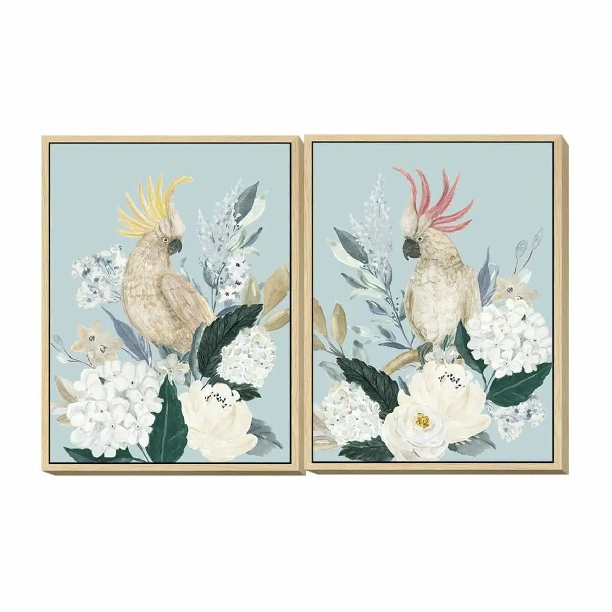 Painting Dkd Home Decor 60 X 4 X 80 Cm Flowers Tropical (2 Units) 1