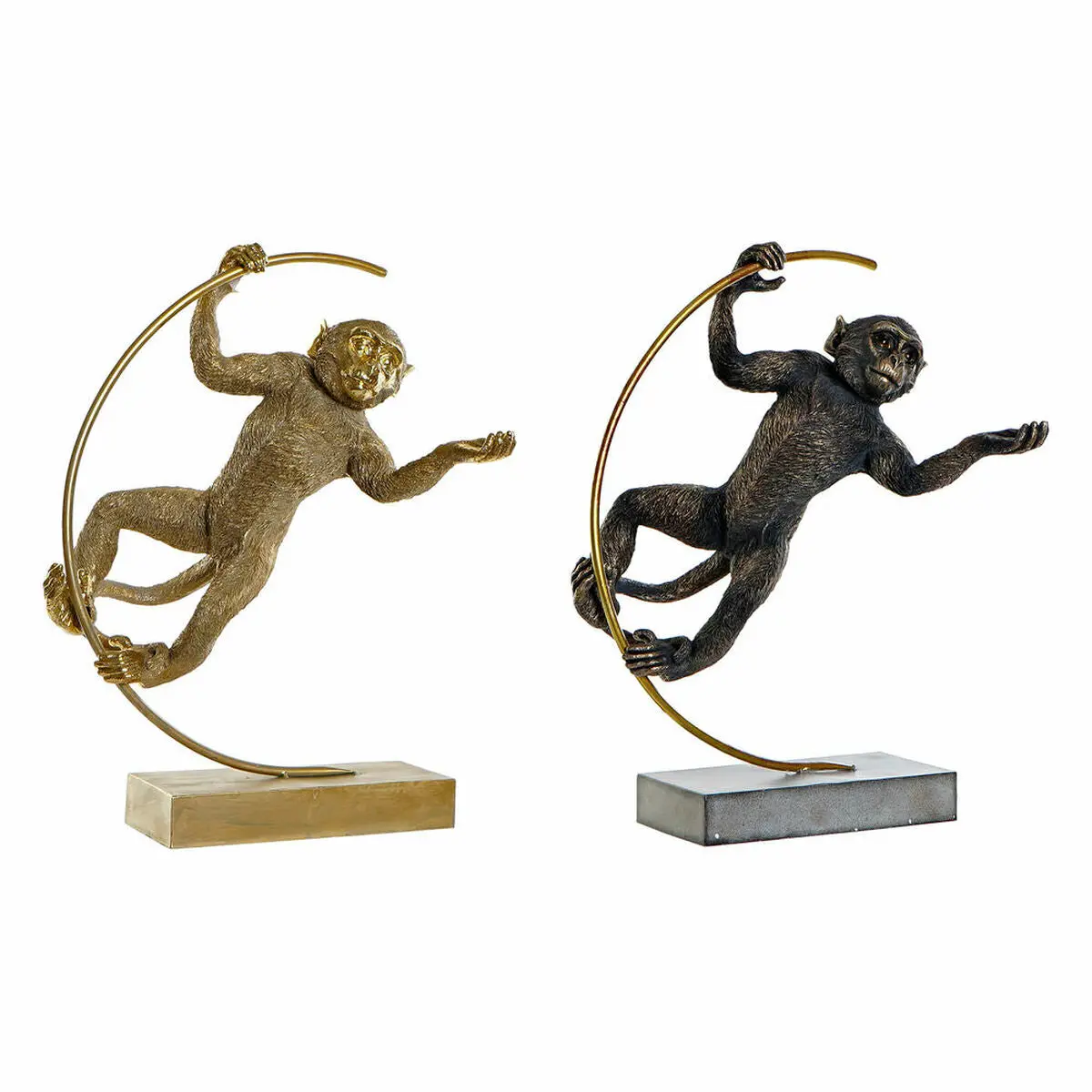 Decorative Figure Dkd Home Decor 33 X 25 X 48 Cm Black Golden Monkey Modern (2 Units) 1
