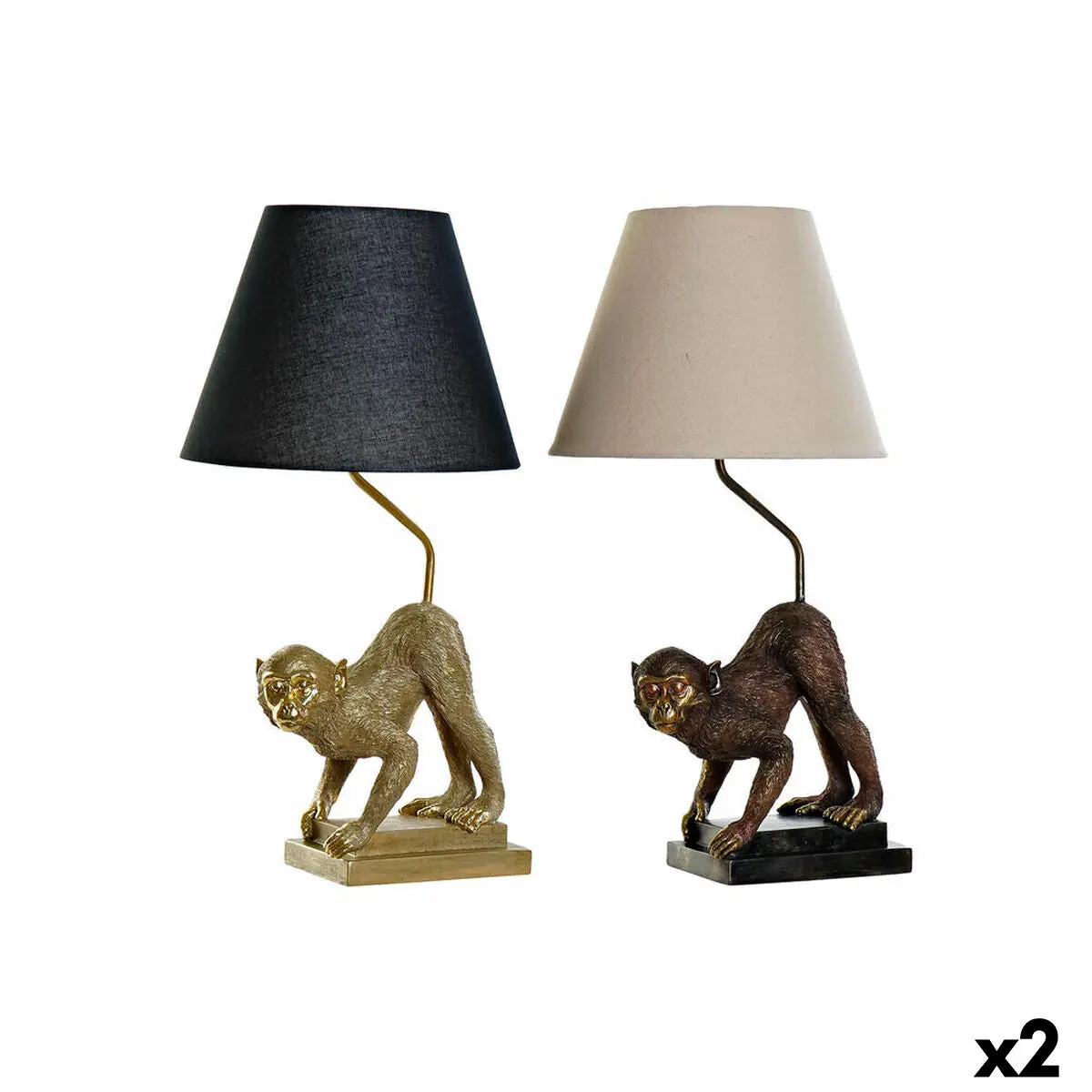 Desk Lamp Dkd Home Decor 32,5 X 30 X 60 Cm Black Beige Golden Metal Resin 220 V 50 W (2 Units) 1