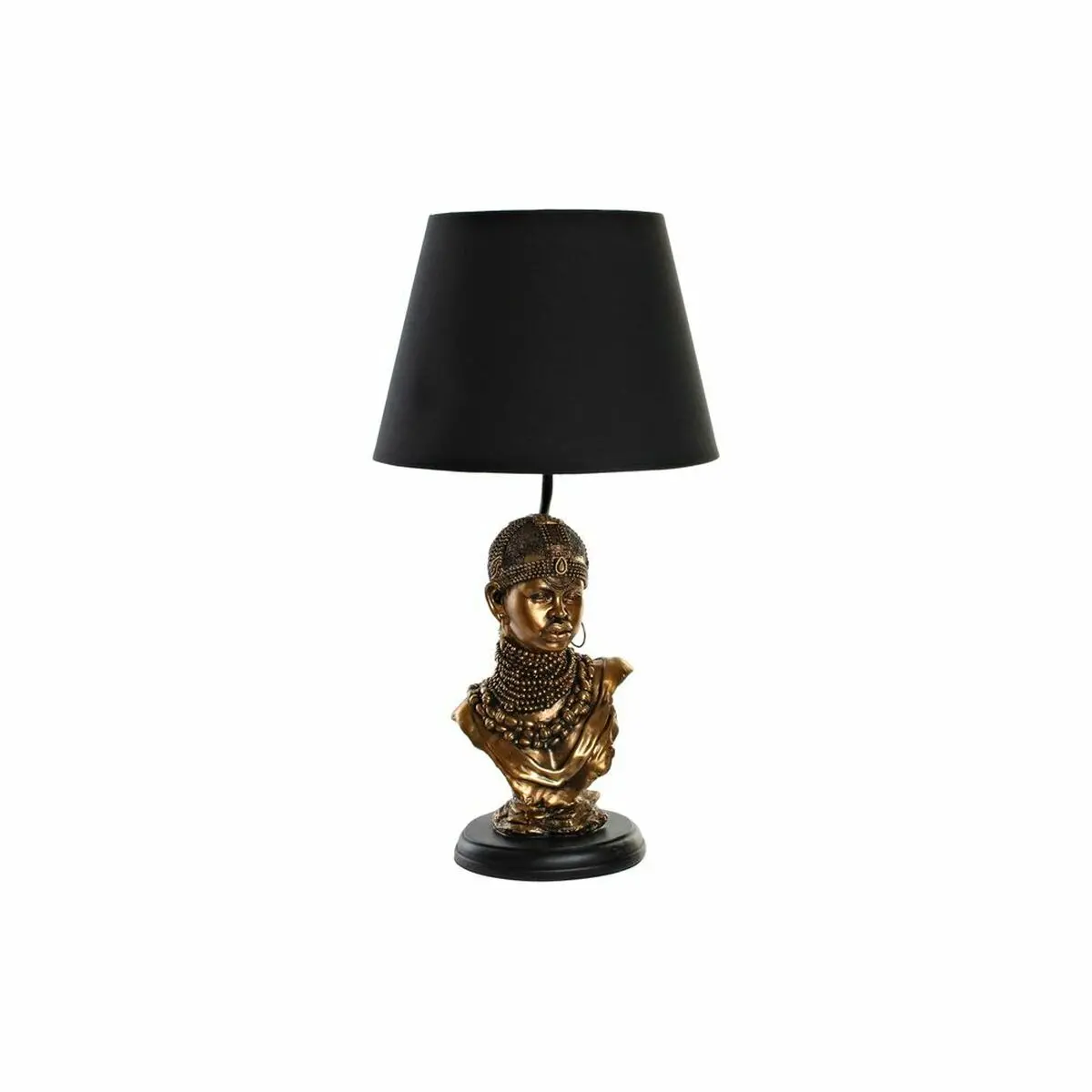 Desk Lamp Dkd Home Decor Black Golden Polyester Resin African Woman (31 X 31 X 58 Cm) 1