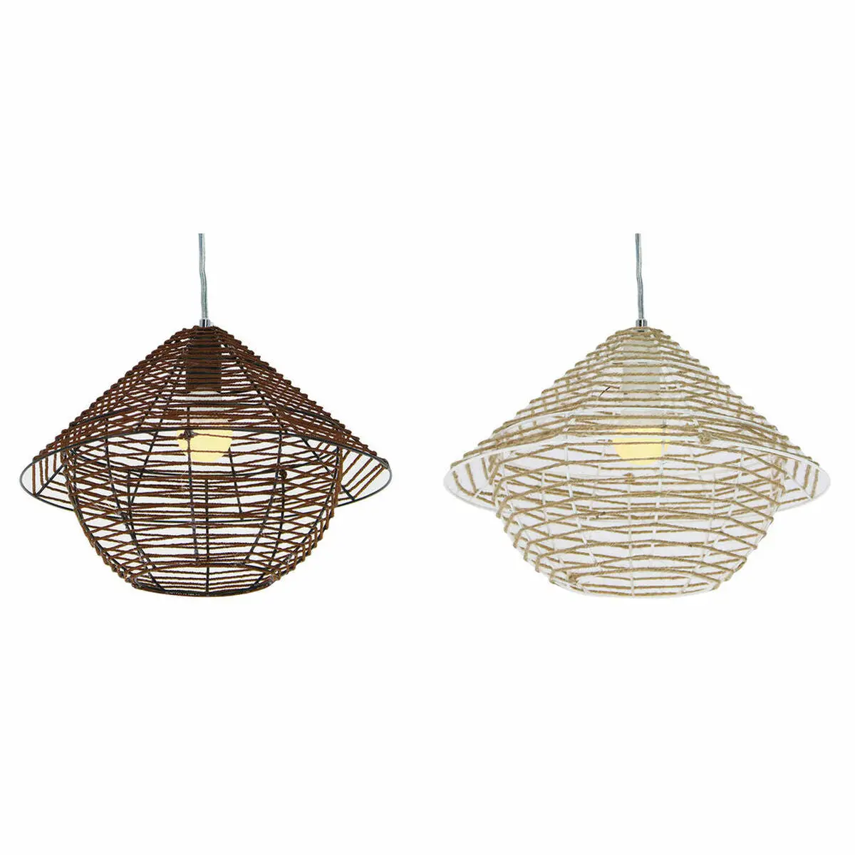 Ceiling Light Dkd Home Decor White Brown Black Natural Metal Rope Plastic 50 W 220 V Urban 38 X 38 X 27 Cm (2 Units) 1