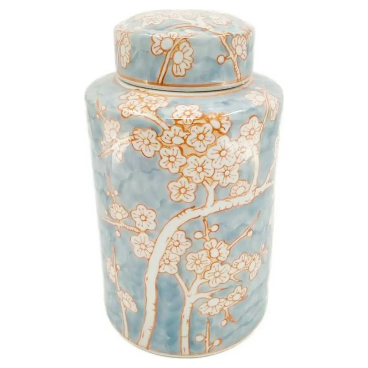Vase Dkd Home Decor Porcelain Blue Orange 18 X 18 X 30 Cm Oriental 1