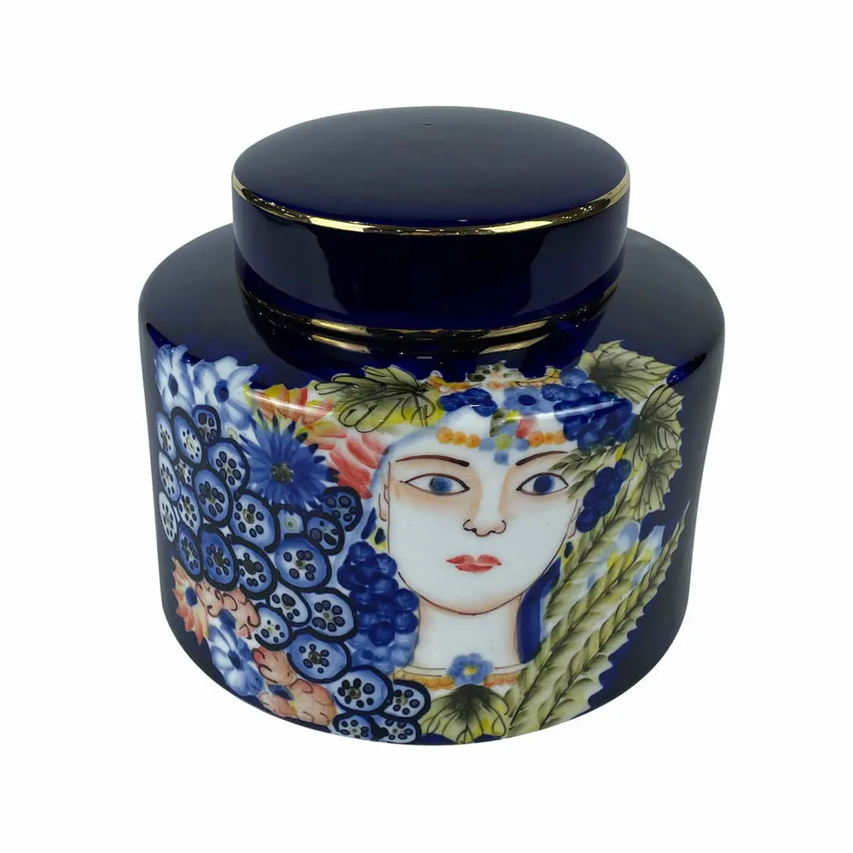 Vase Dkd Home Decor Face Porcelain Blue Multicolour 17 X 17 X 16 Cm 1