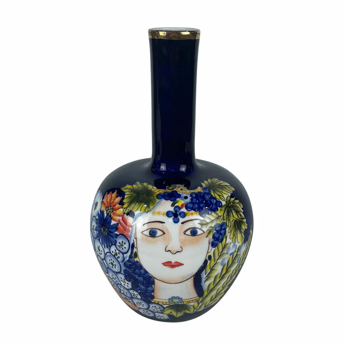 Vase Dkd Home Decor Face Porcelain Blue Multicolour 17 X 17 X 30 Cm 1
