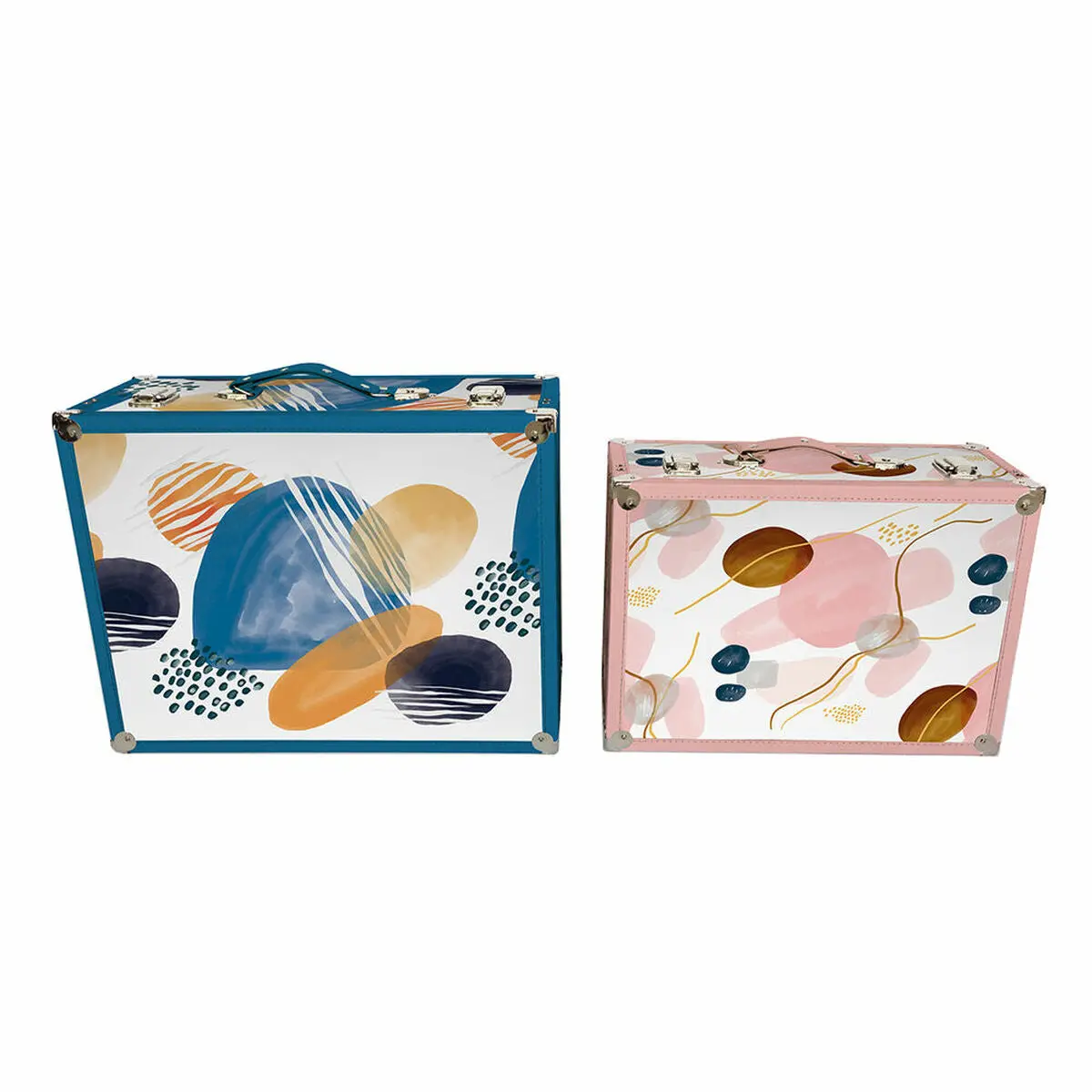 Set Of Decorative Boxes Dkd Home Decor Abstract Wood Polyester (43 X 19 X 34 Cm) (2 Pcs) 1