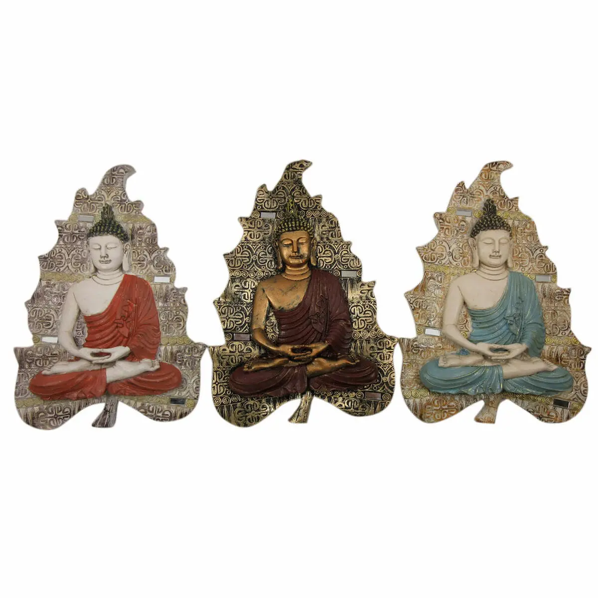 Wall Decoration Dkd Home Decor Blue Red Golden Buddha Oriental 19 X 3,1 X 26,5 Cm (3 Pieces) 1