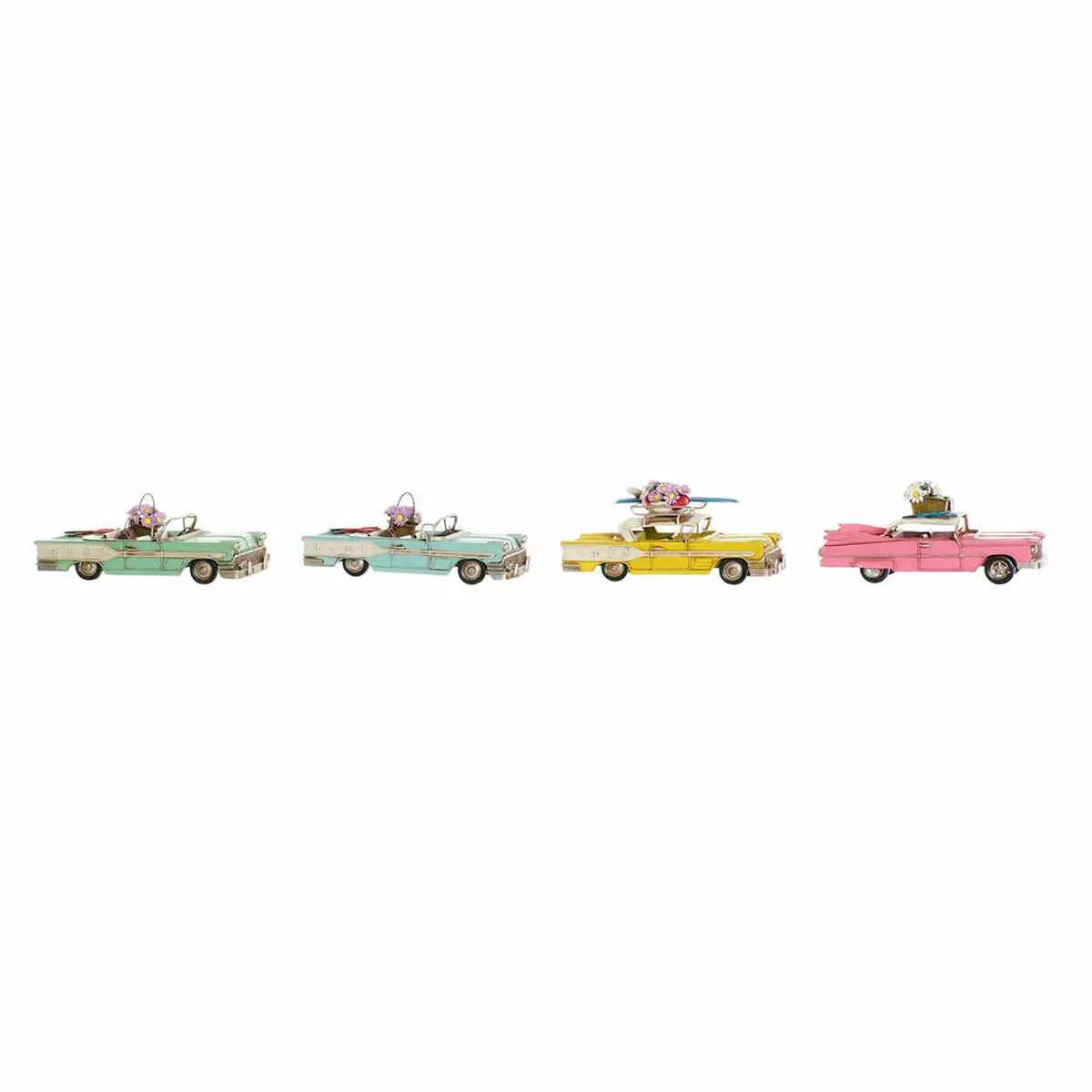 Decorative Figure Dkd Home Decor Yellow Blue Green Pink Car Vintage 25,8 X 10,5 X 9,5 Cm (4 Units) (4 Pieces) 1