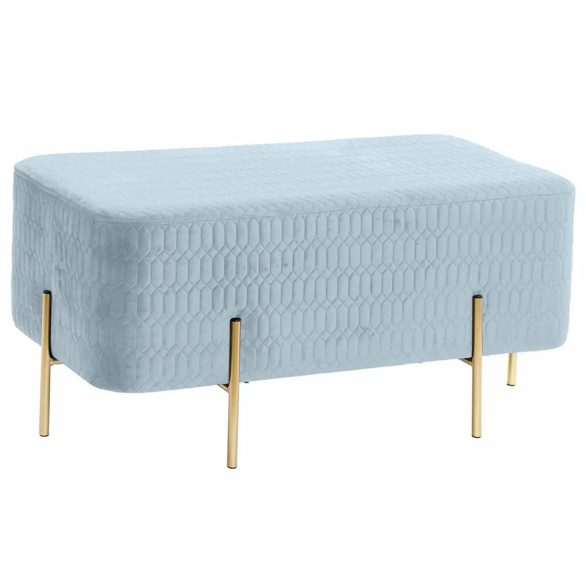 Bench Dkd Home Decor   Golden Metal Polyester Sky Blue Sponge (91 X 46,5 X 42 Cm) 1