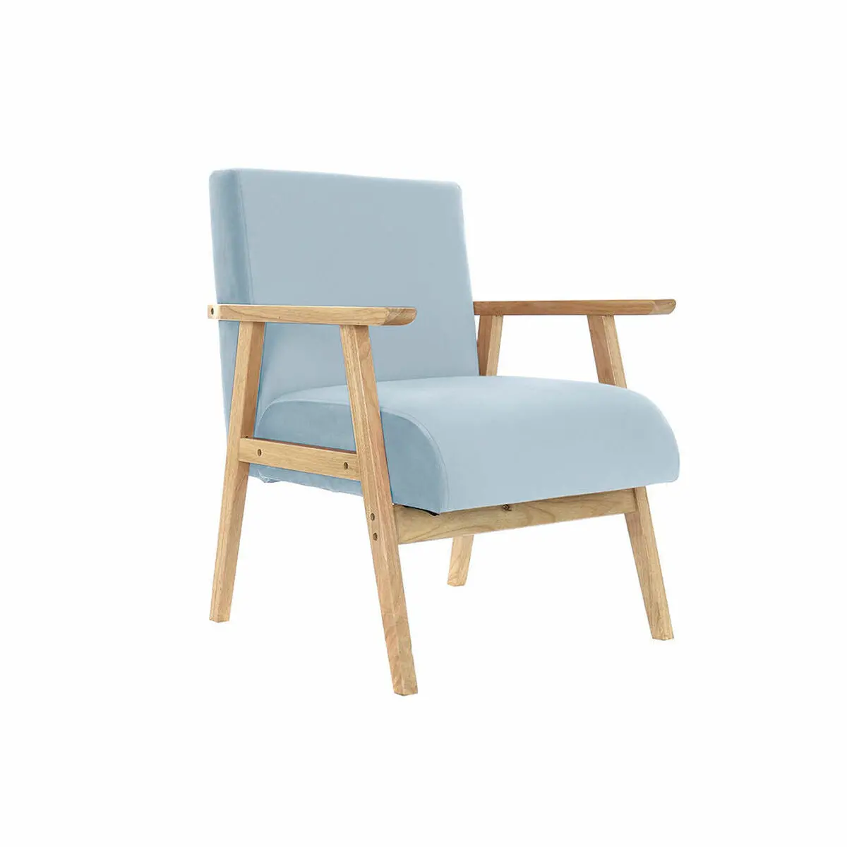 Armchair Dkd Home Decor Polyester Sky Blue Mdf Wood (61 X 63 X 77 Cm) 1