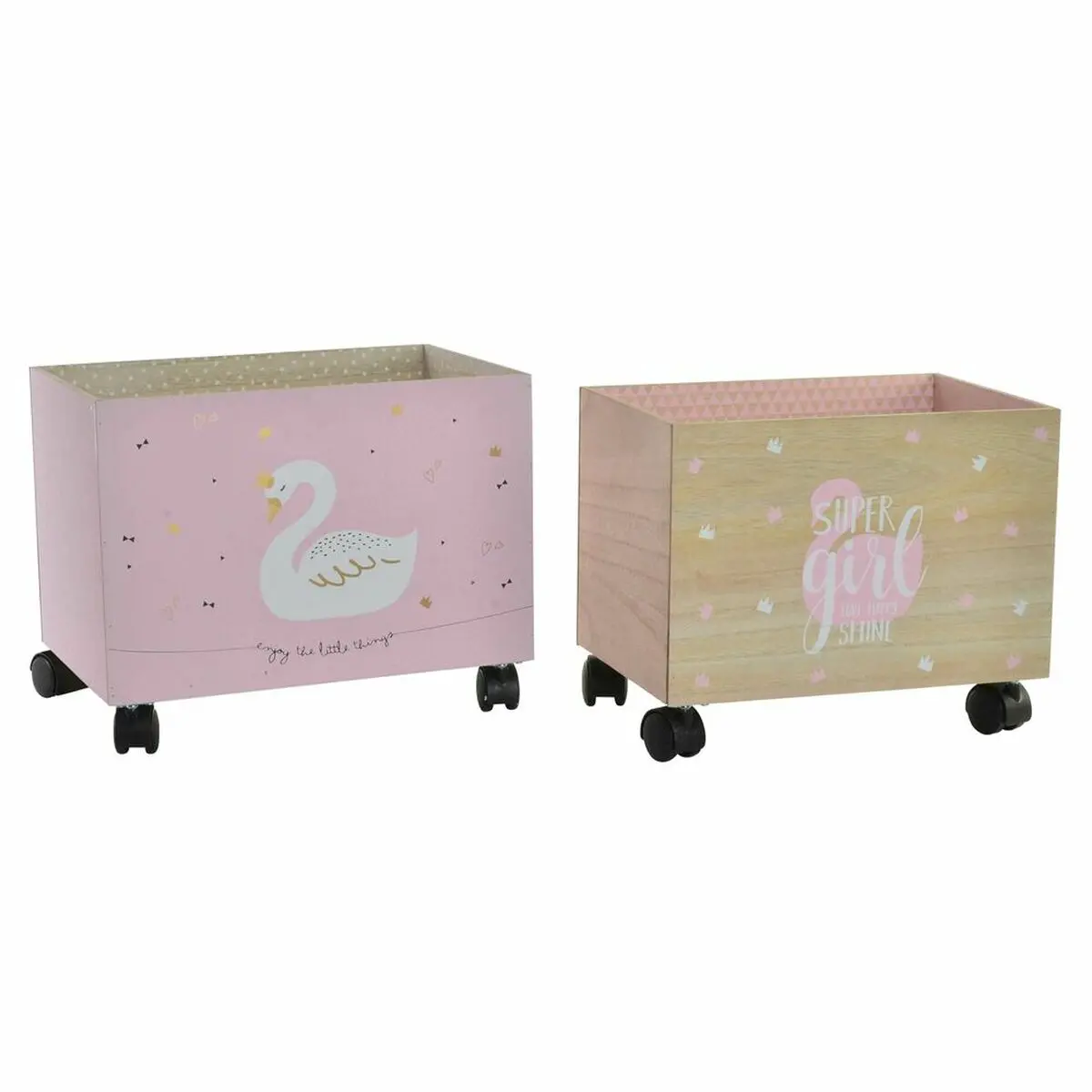 Decorative Box Dkd Home Decor Multicolour Natural Light Pink Wood Swan 39 X 26 X 31 Cm 1