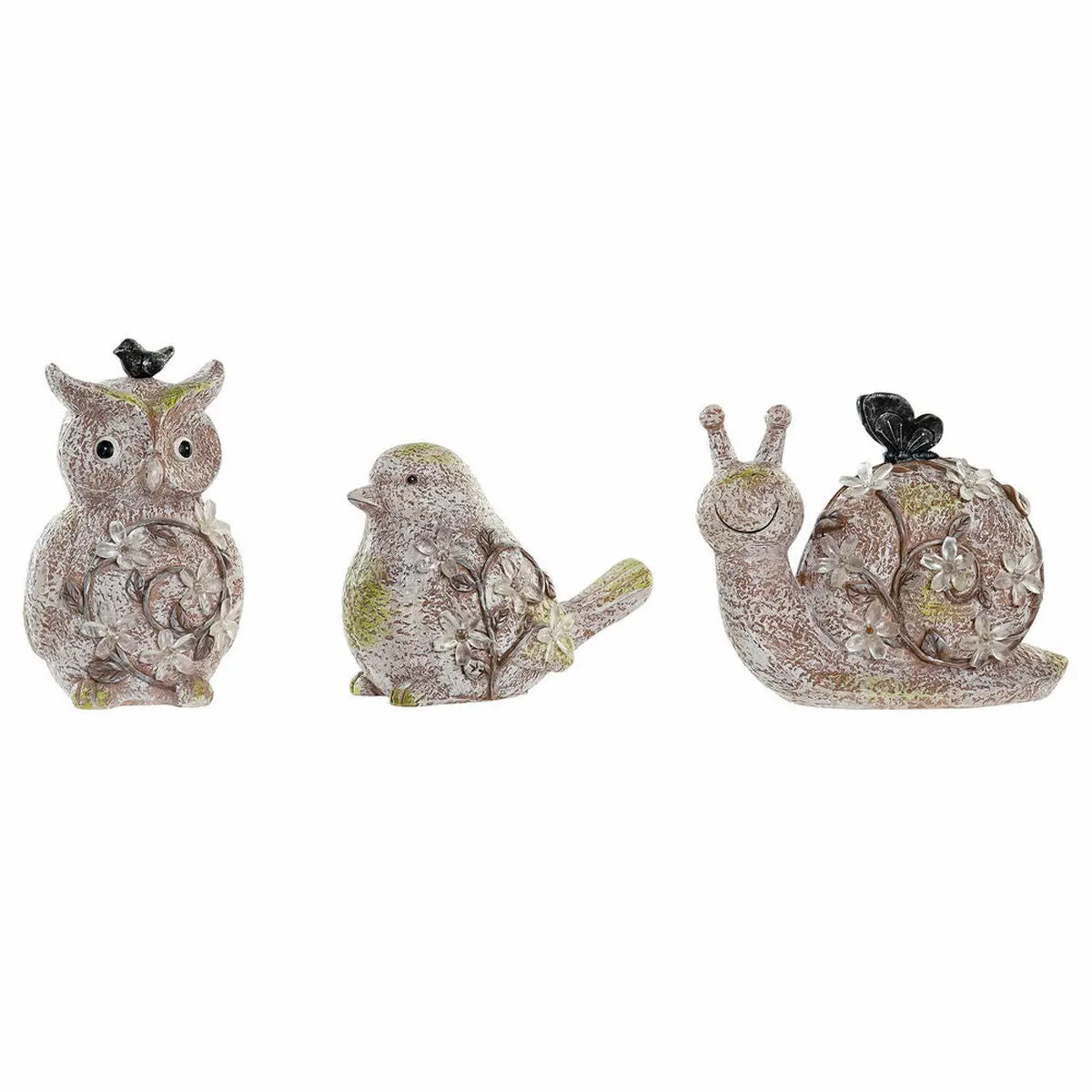 Decorative Figure Dkd Home Decor Green Pink Natural Animals Shabby Chic 20,5 X 10 X 17 Cm (3 Pieces) 1