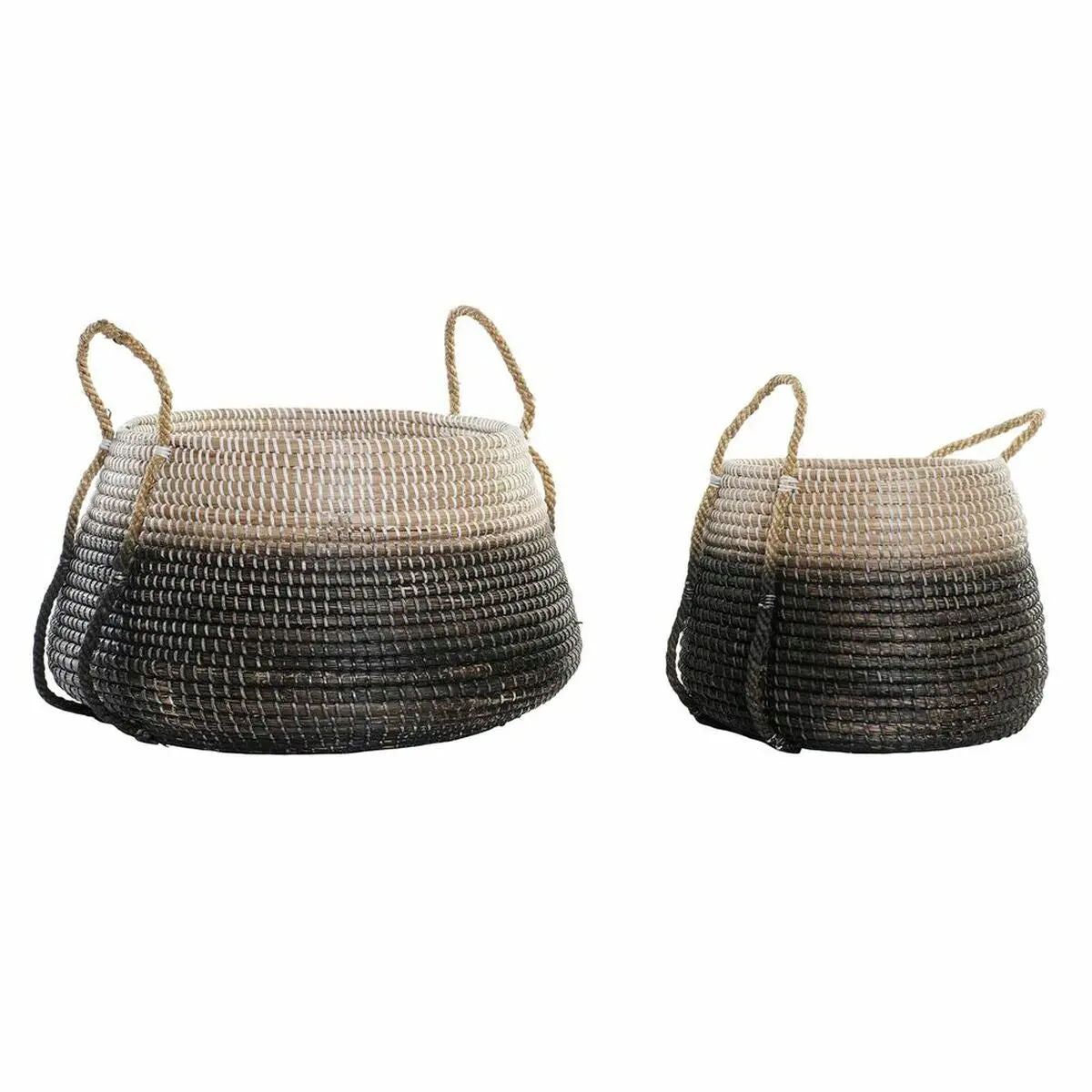 Basket Set Dkd Home Decor Natural Grey Seagrass (52 X 52 X 44 Cm) (2 Pcs) 1