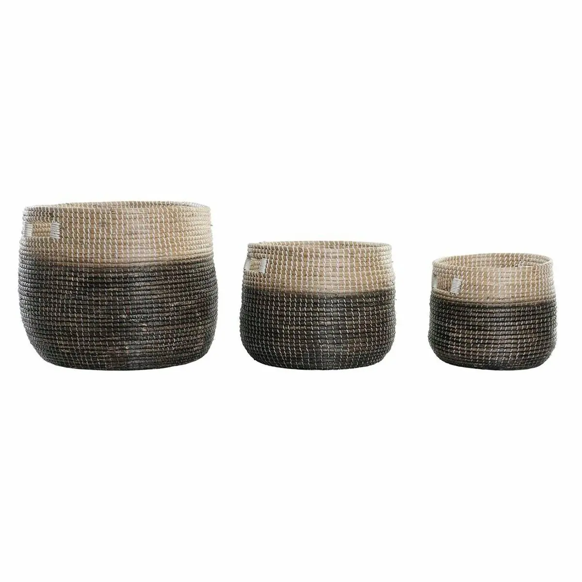 Basket Set Dkd Home Decor Grey Natural Seagrass (3 Pieces) 1