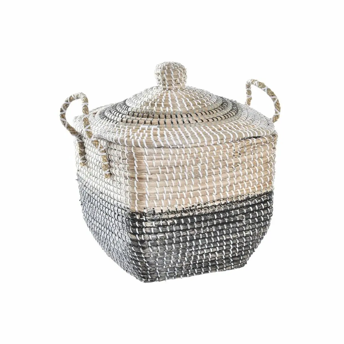 Decorative Basket Dkd Home Decor Grey Natural Boho 45 X 35 X 43 Cm 1