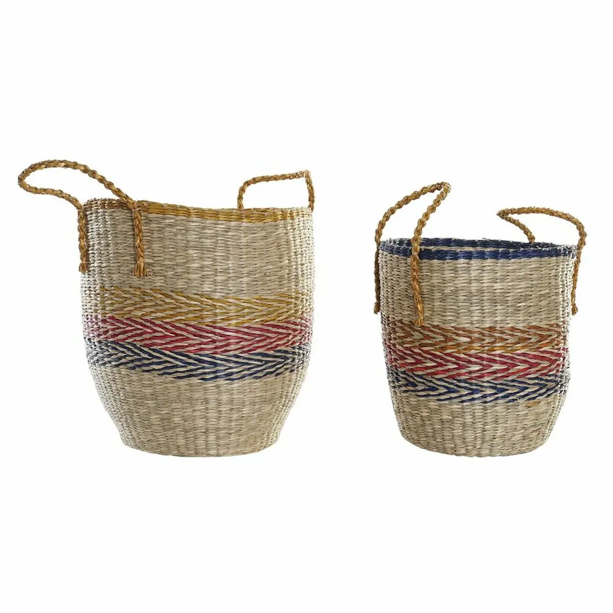 Basket Set Dkd Home Decor Orange Green Seagrass (35 X 22 X 46 Cm) (2 Pcs) 1