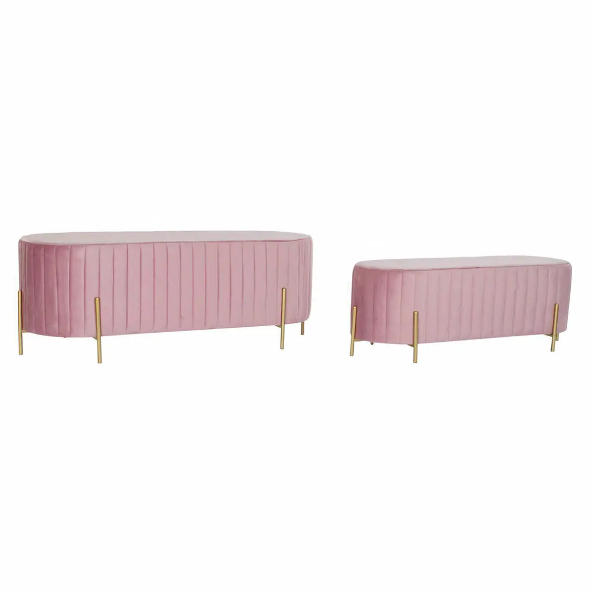 Bench Dkd Home Decor Pink Golden Metal Polyester Velvet (123 X 50 X 45 Cm) 1