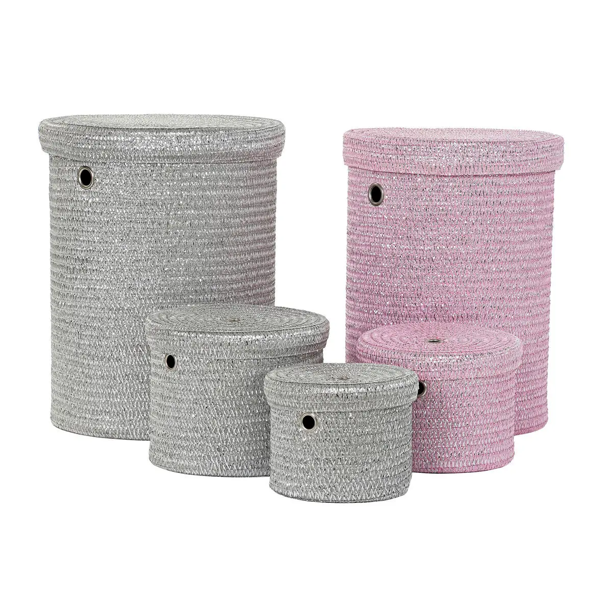 Multi-Purpose Basket Dkd Home Decor Grey Pink Polypropylene 42 X 42 X 52,5 Cm 4 Kg 1